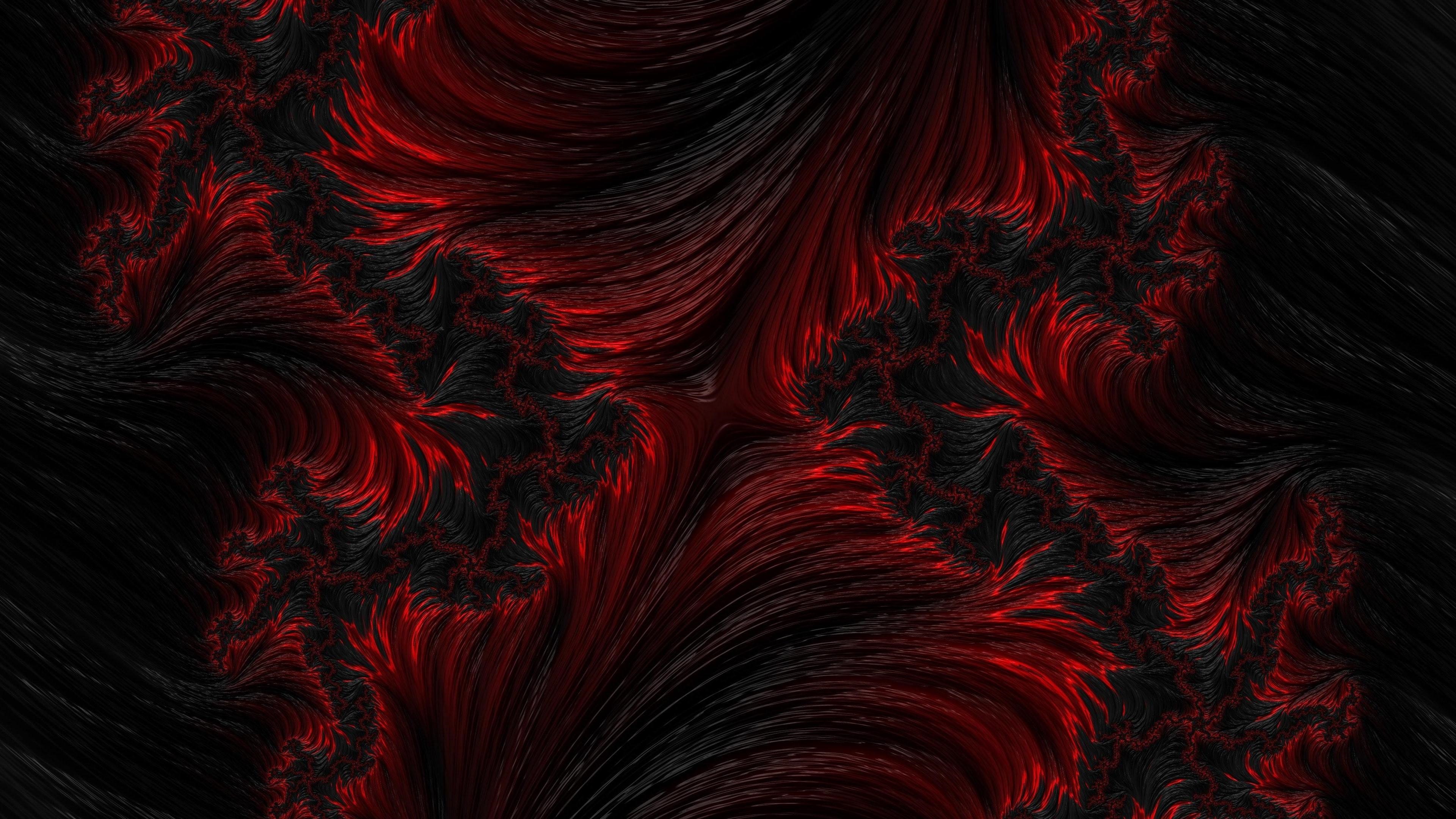 Abstract fractal pattern in red and black HD Wallpaper