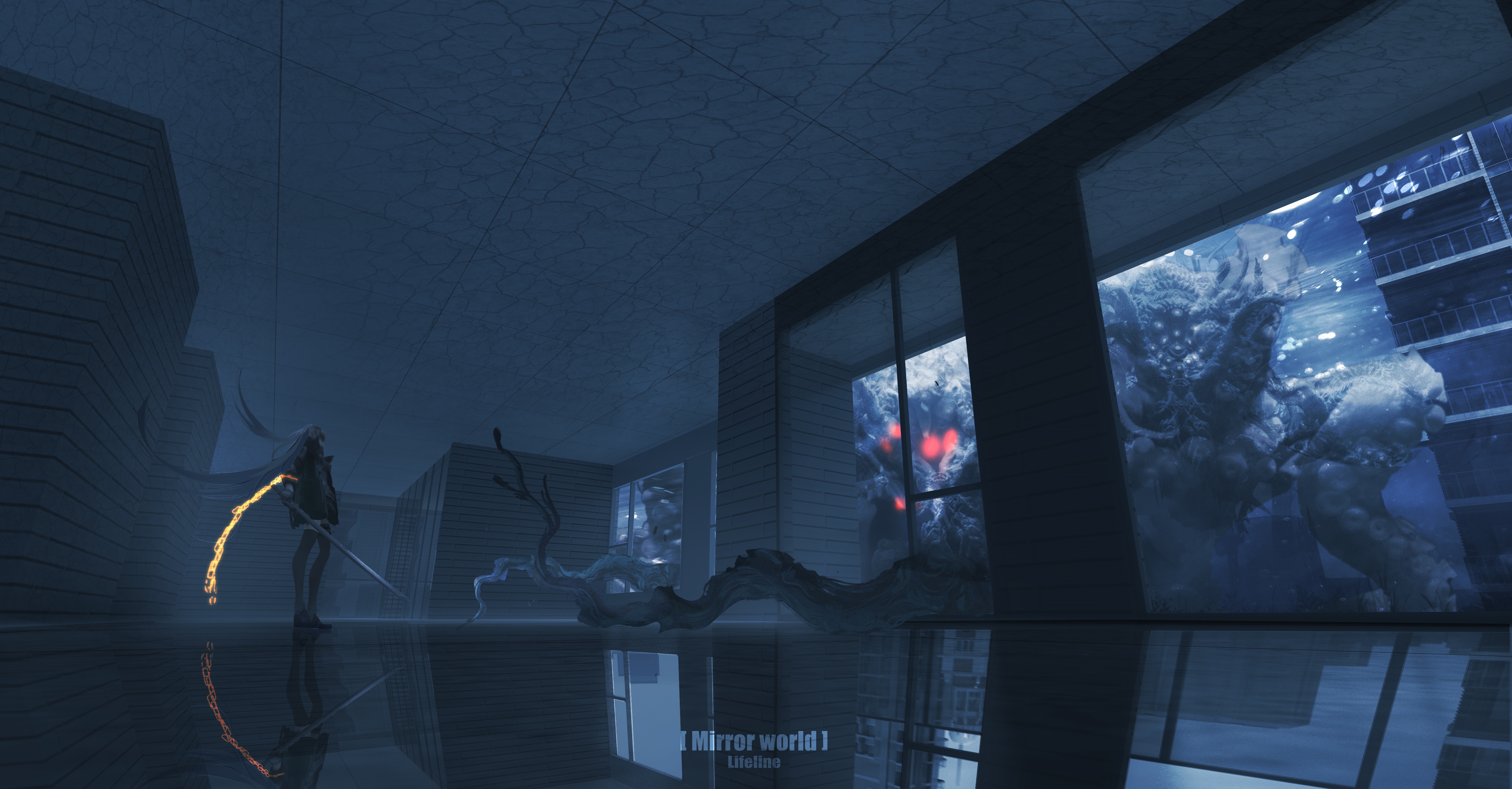 Lifeline in a Mirror World with a Monster HD Wallpaper