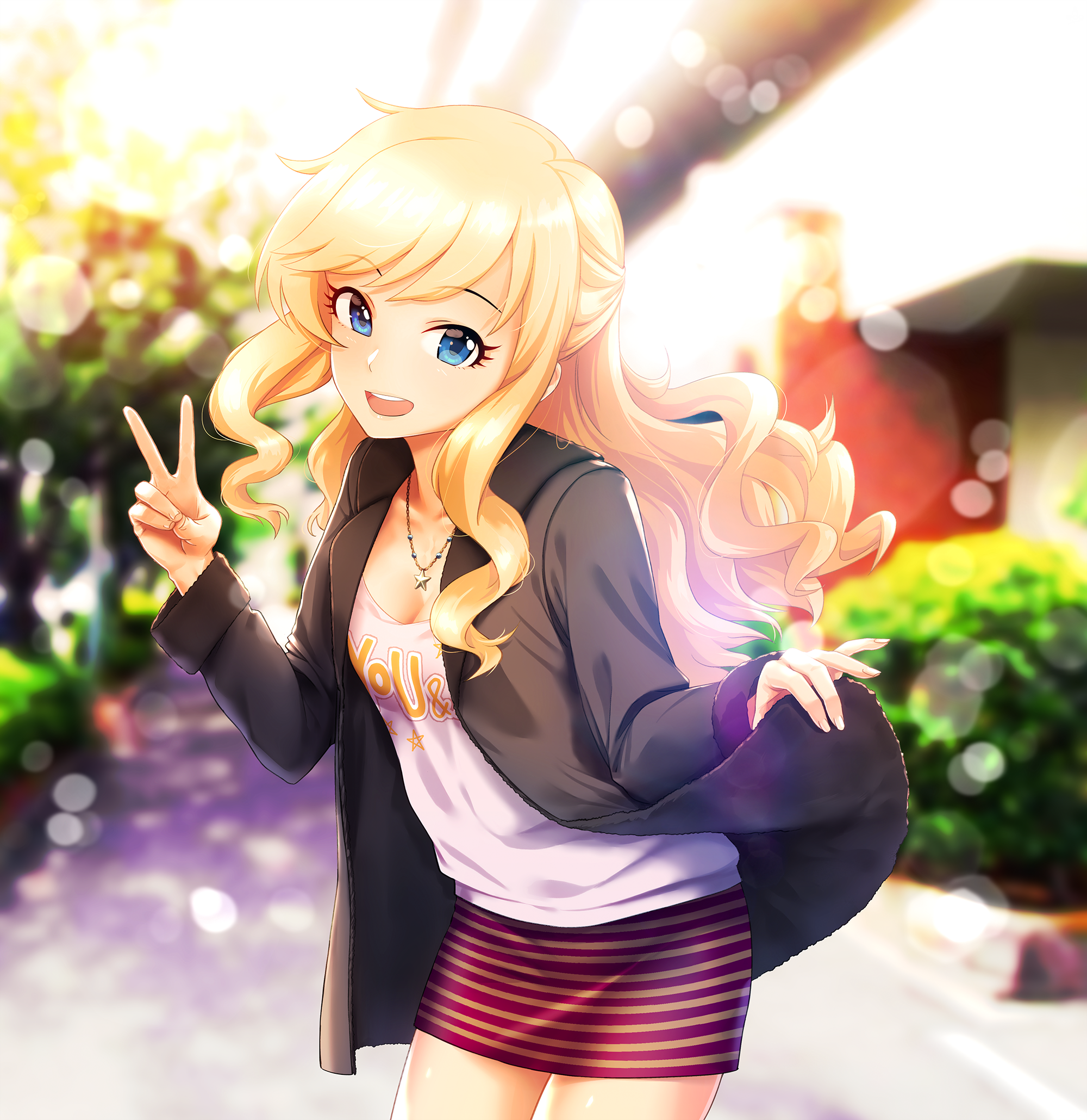 Ootsuki Yui anime girl with blonde hair and blue eyes HD Wallpaper