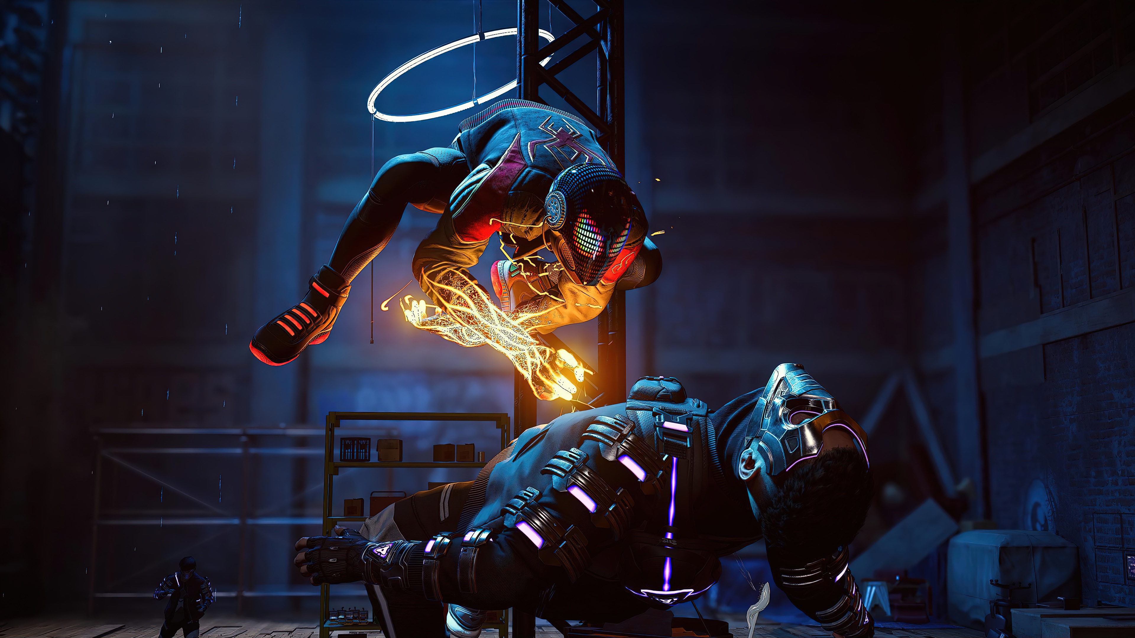 4K Marvel Comics Spider-Man fighting a robot HD Wallpaper