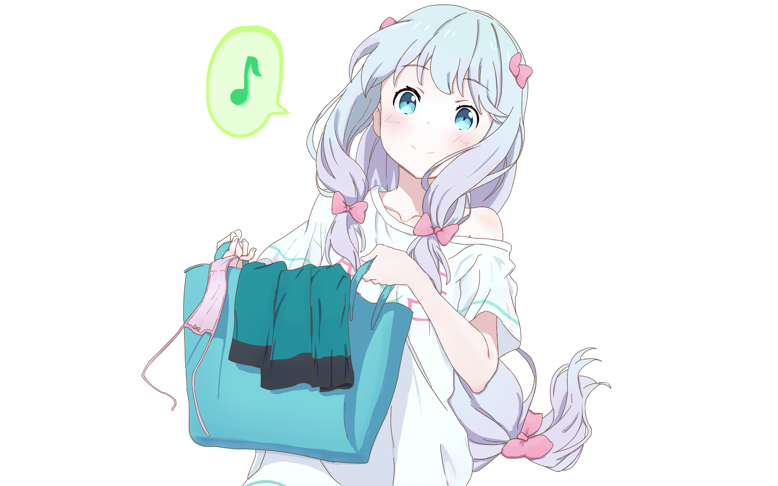 Izumi Sagiri with laundry and musical notes HD Wallpaper