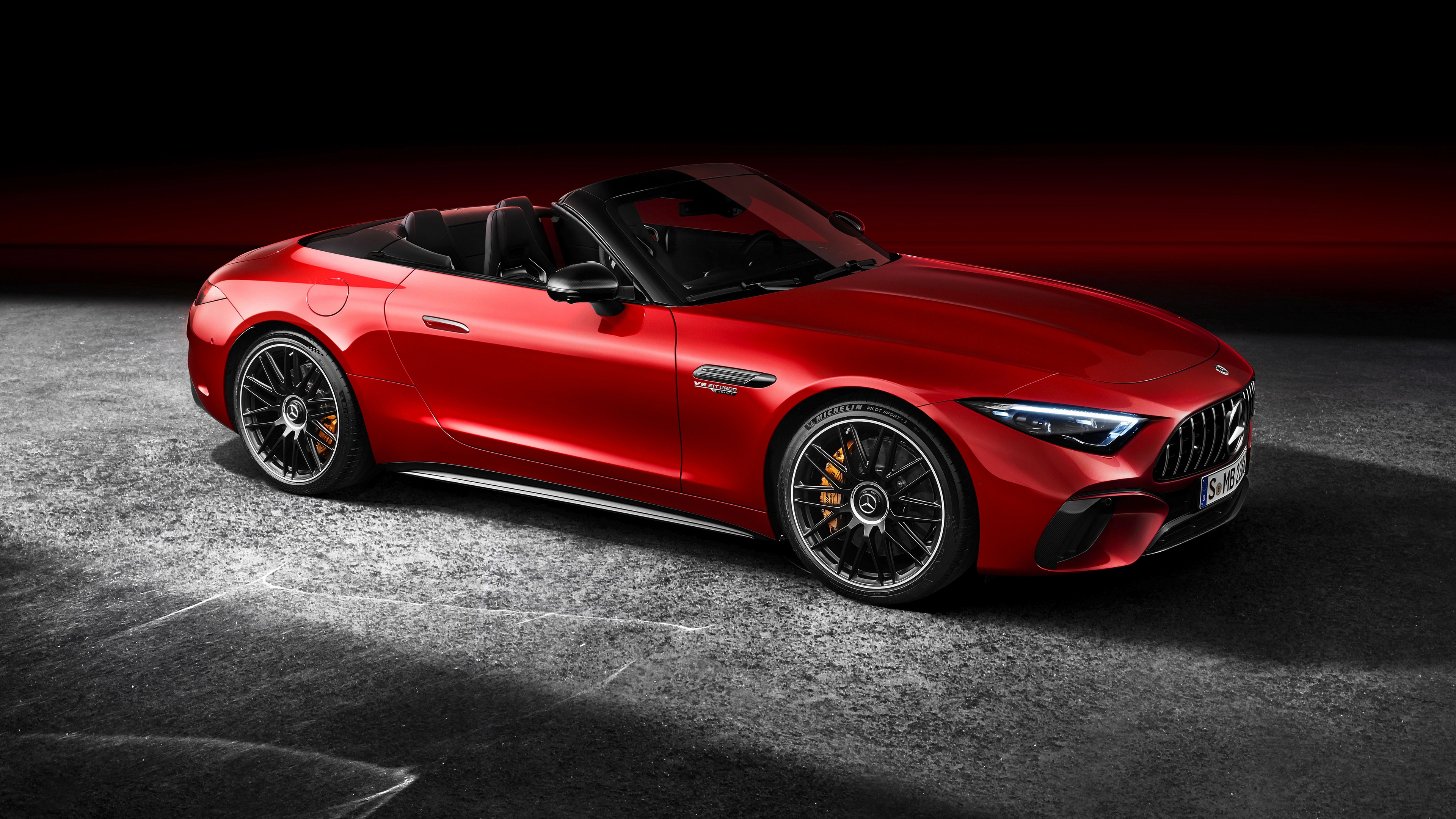 Red Mercedes-AMG SL Convertible Sports Car HD Wallpaper