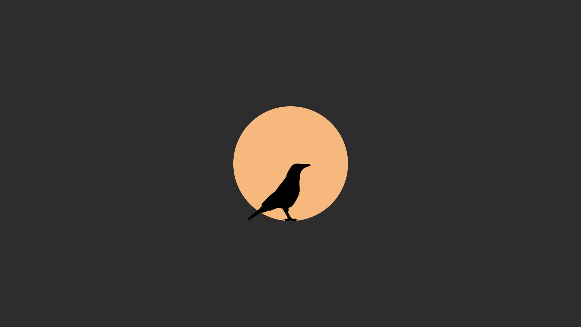 Silhouette of a raven in front of a large circle HD Wallpaper