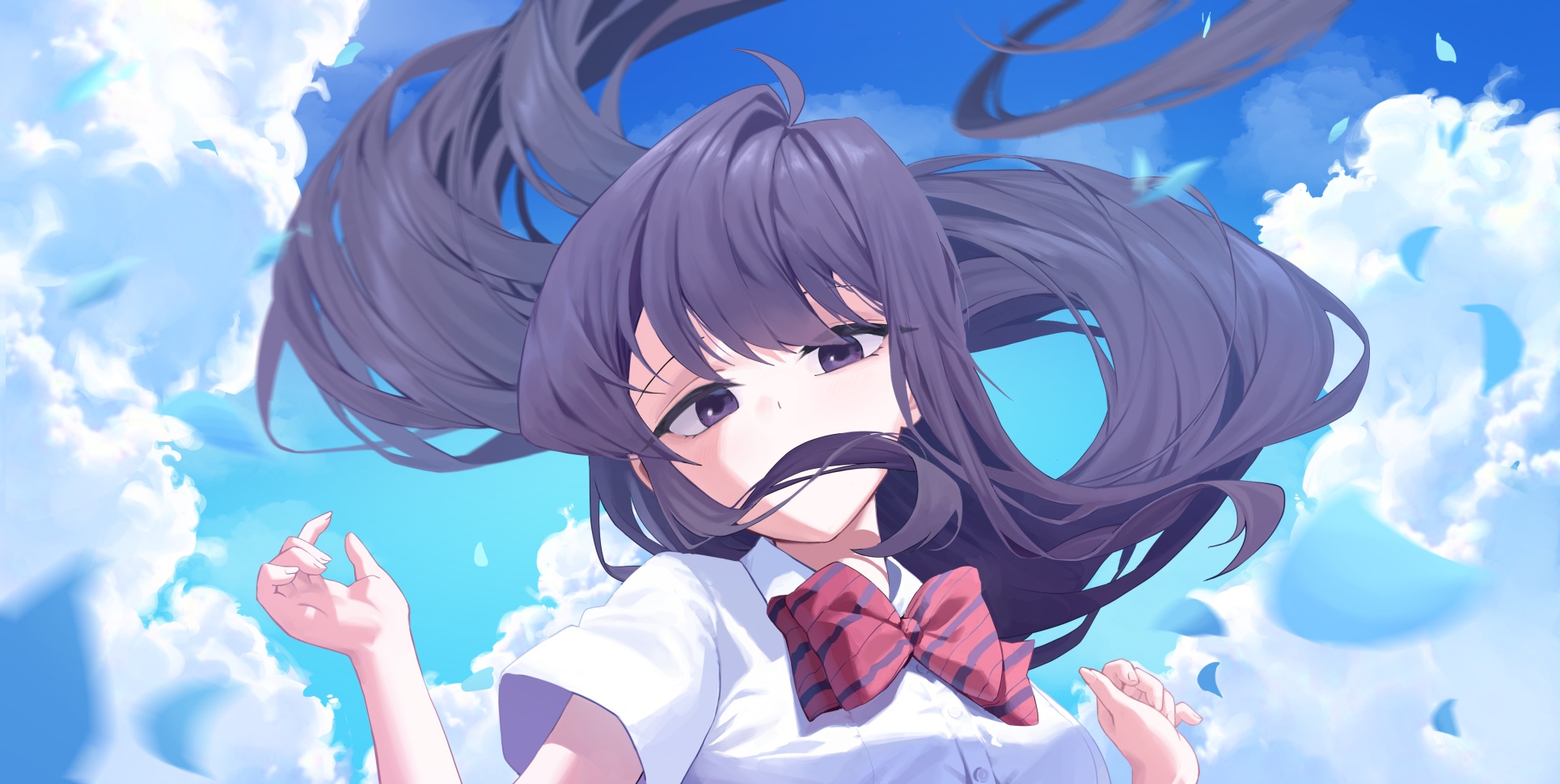 Komi Shouko in a School Uniform Under the Sky HD Wallpaper