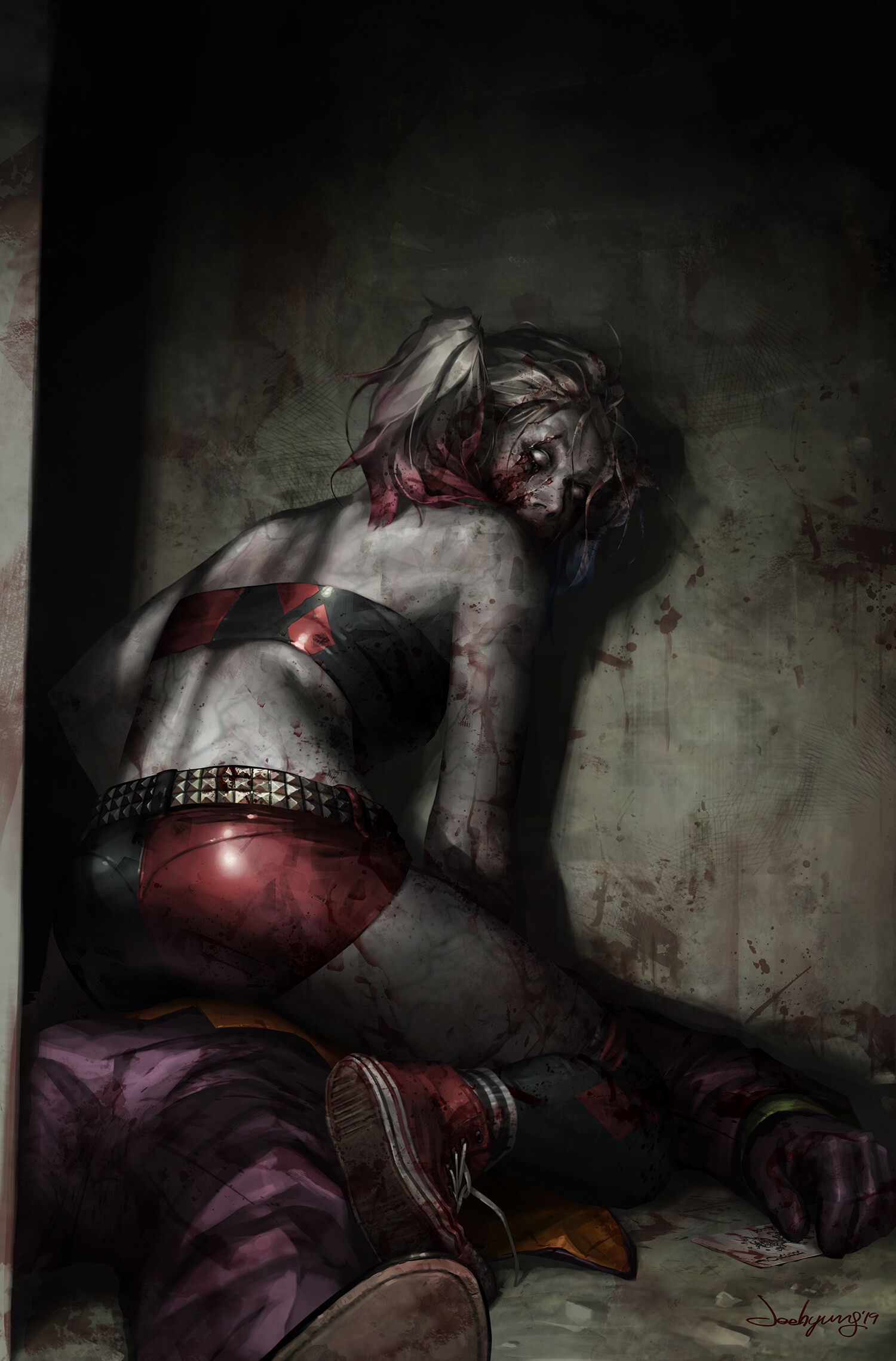 Harley Quinn zombie drawing by JeeHyung Lee HD Phone Wallpaper