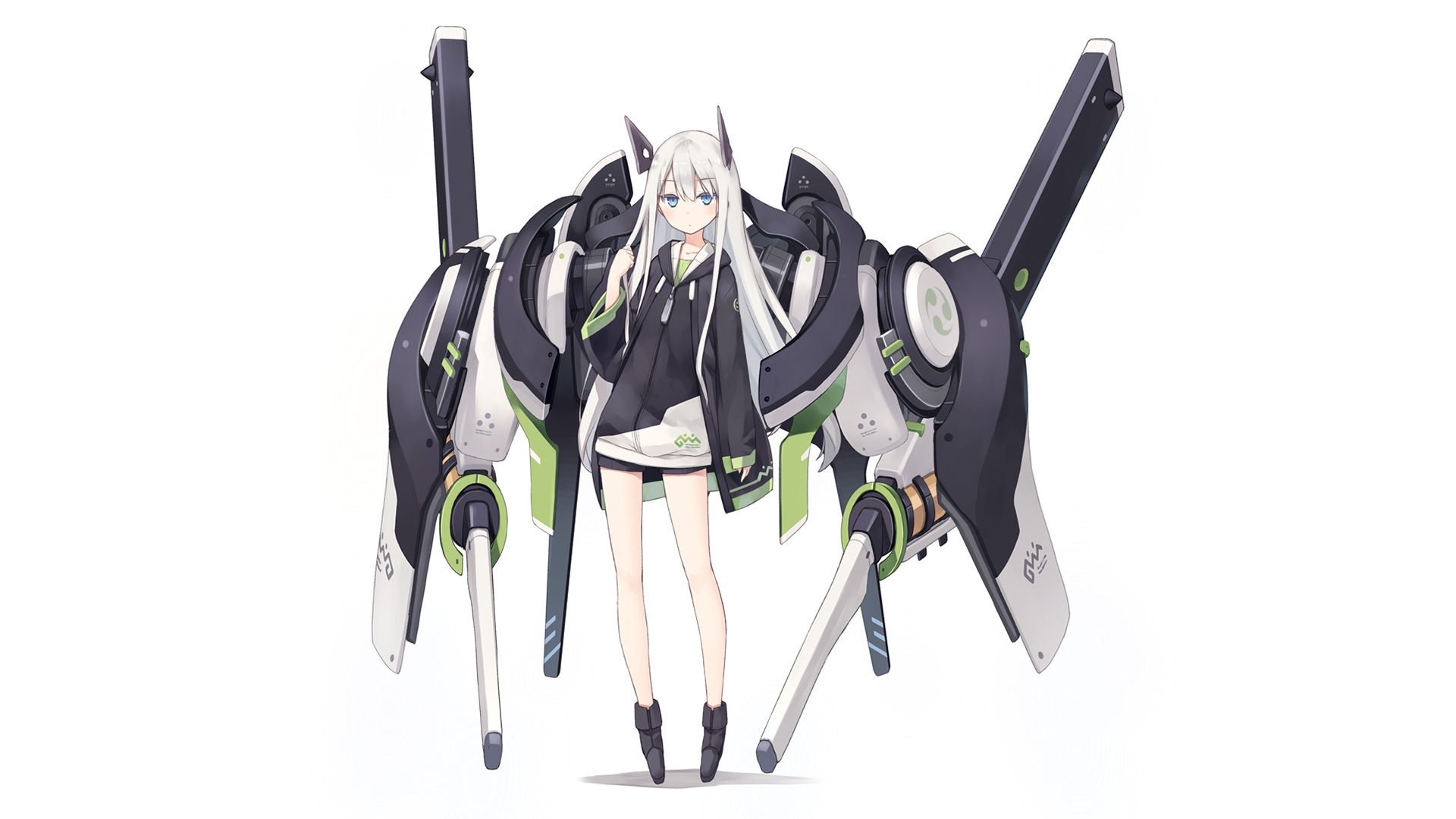 Anime girl with silver hair and a mecha suit HD Wallpaper