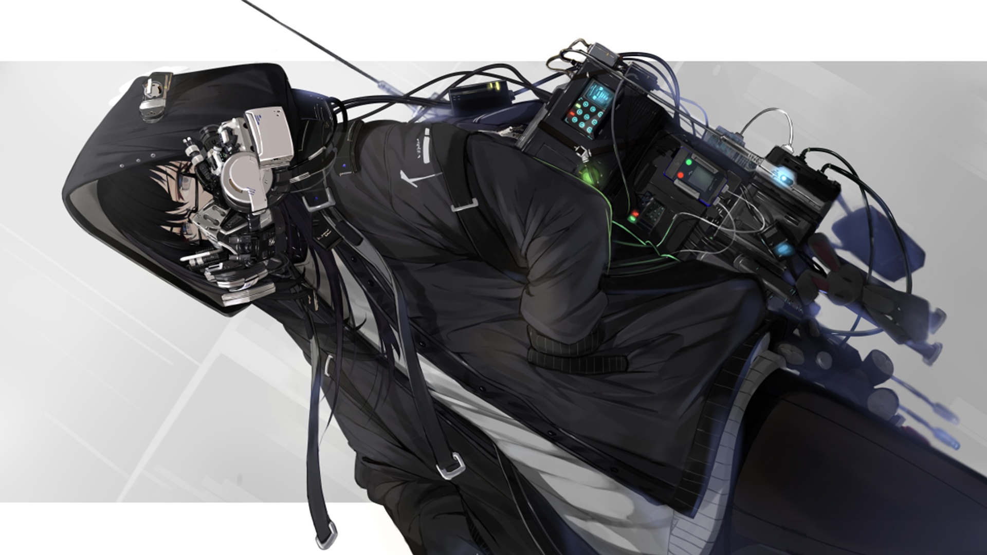 Artwork of a character with a gas mask and hood HD Wallpaper