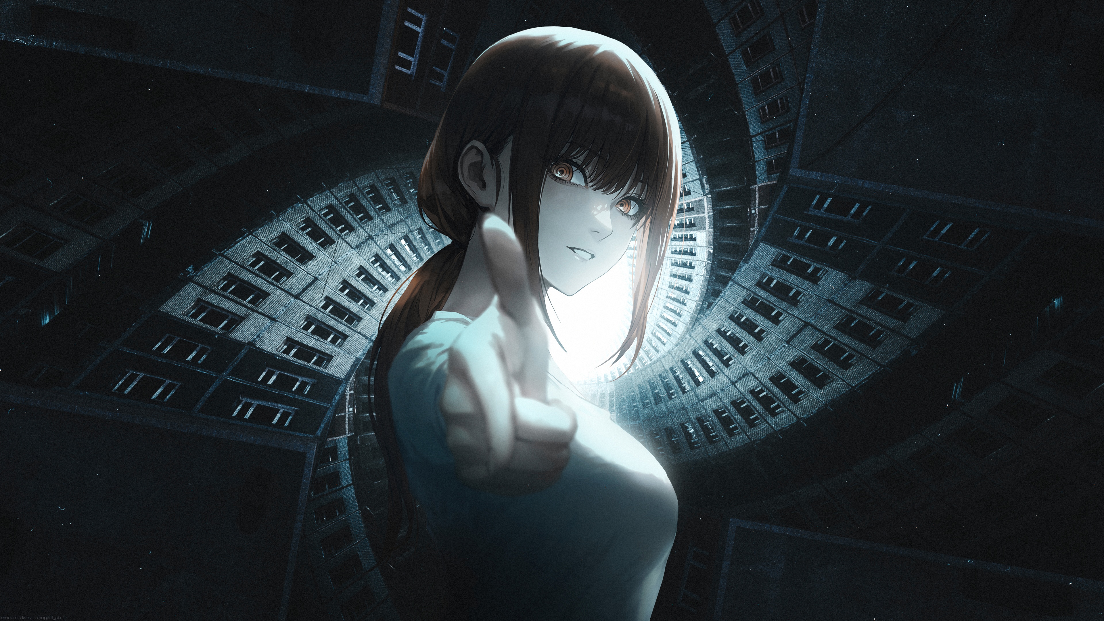 Chainsaw Man Makima in a dark building HD Wallpaper