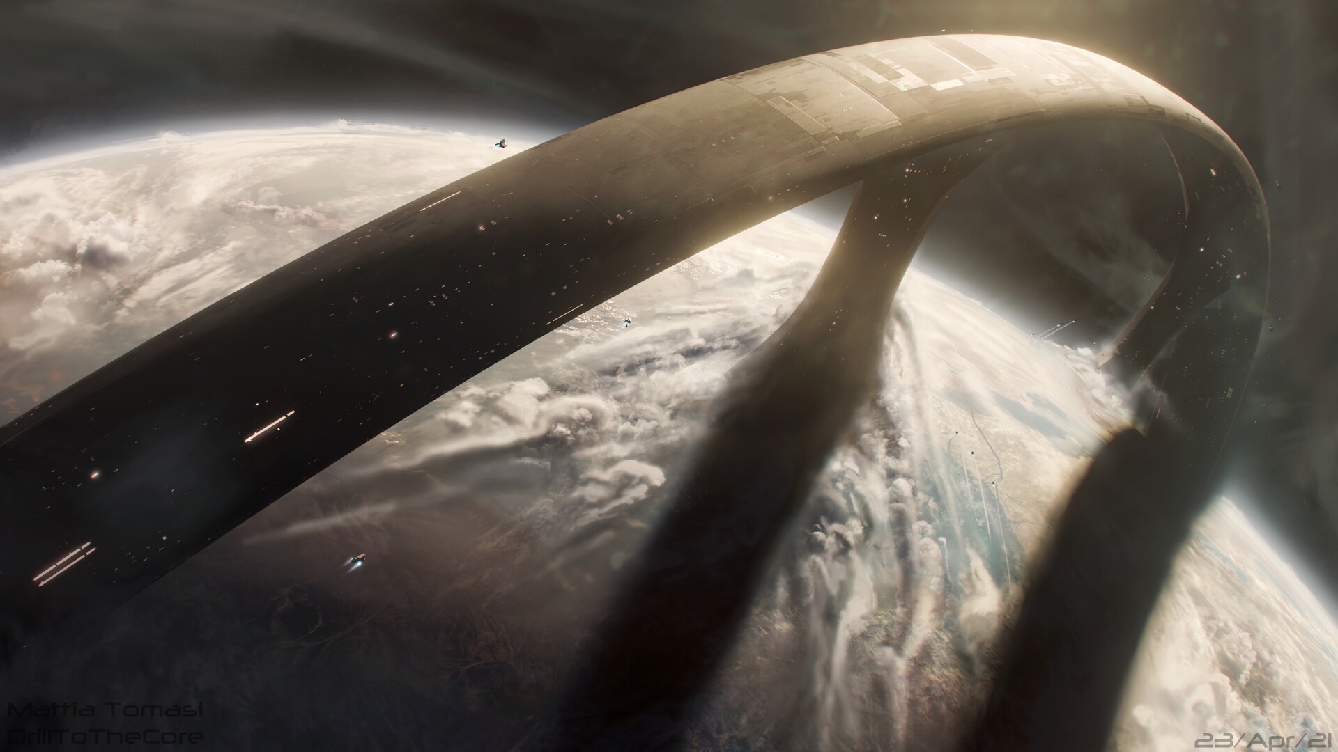 Halo Ring above a planet HD Wallpaper