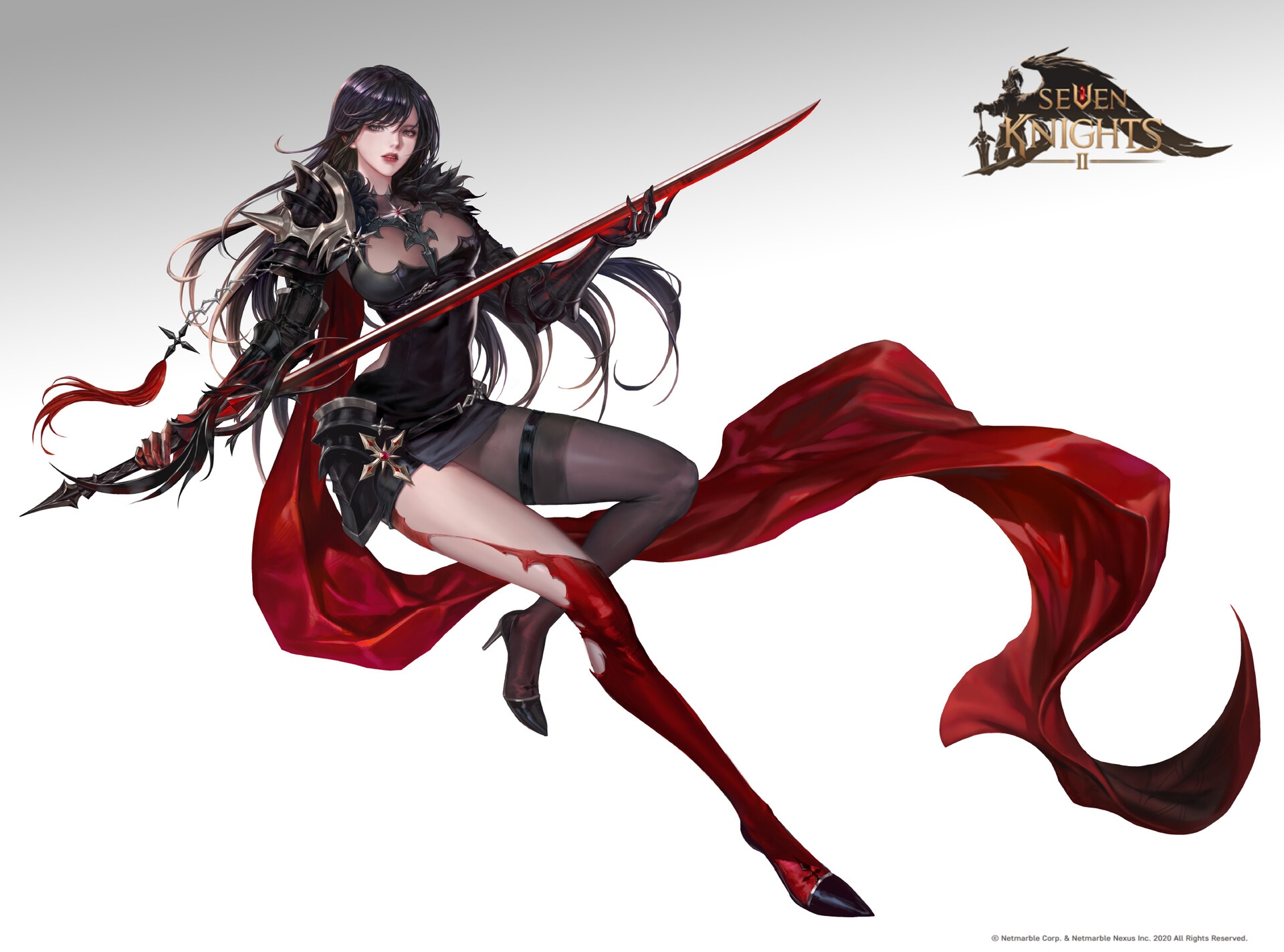 Warrior with black clothing and red cape holding a sword HD Wallpaper