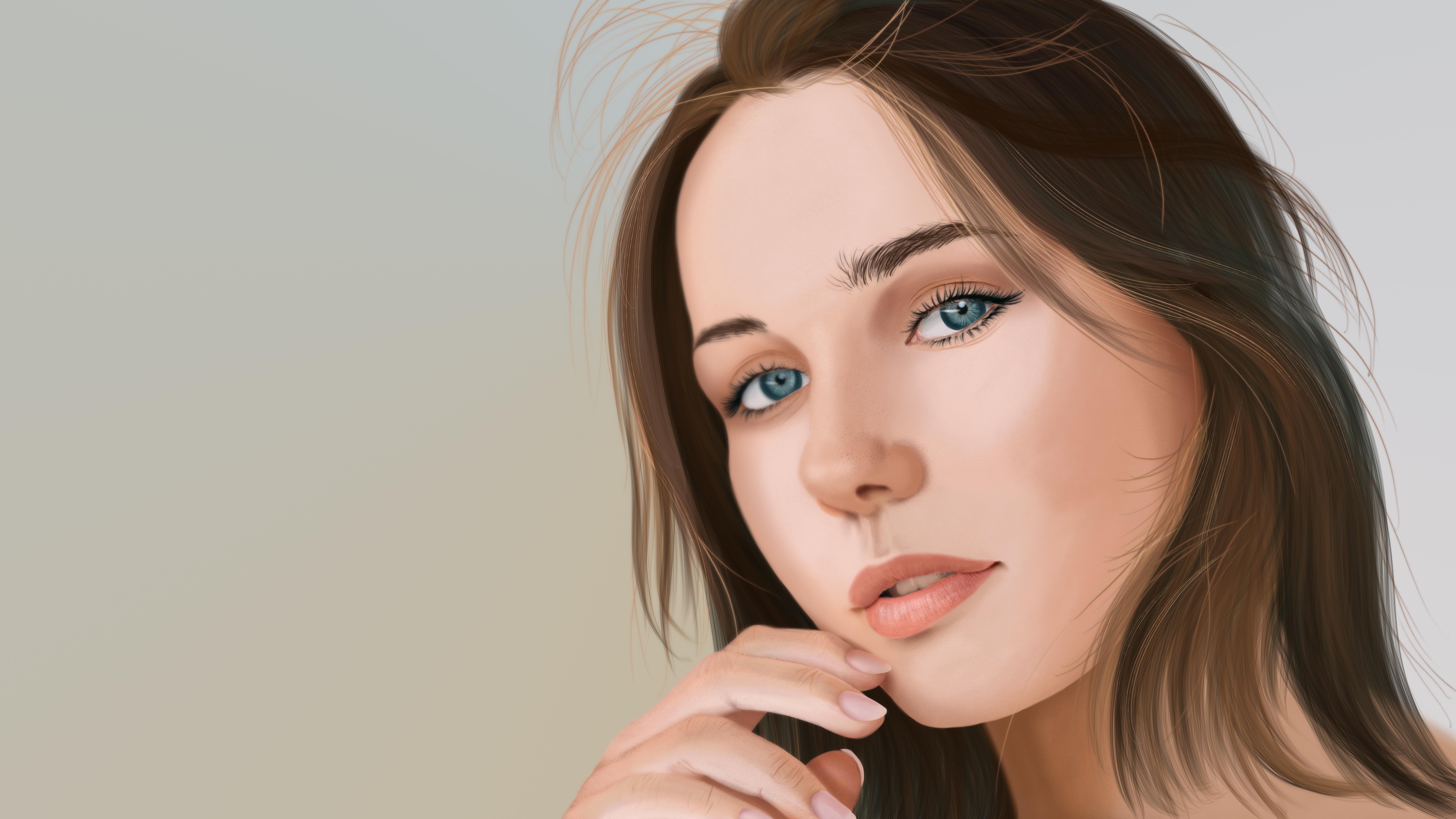 4K drawing of a woman HD Wallpaper