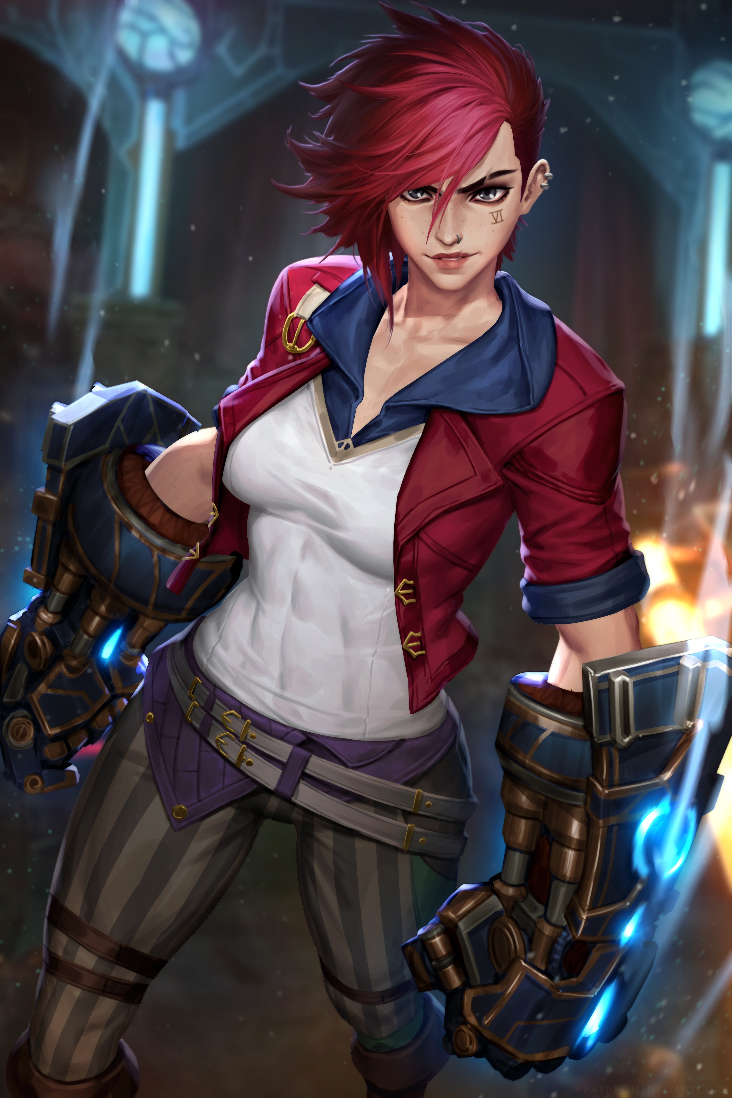 Vi from Arcane with gauntlets HD Phone Wallpaper