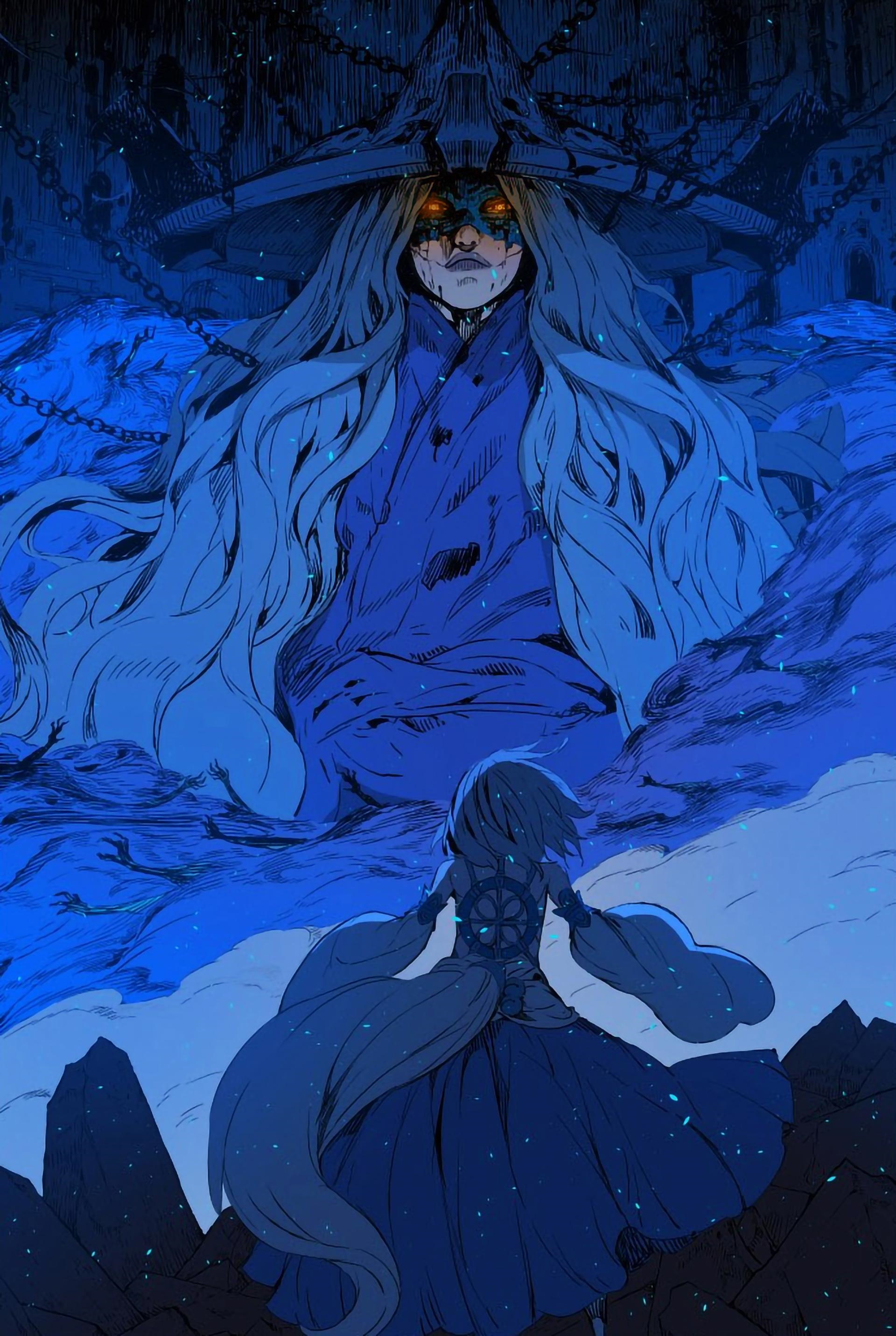 Giant figure with chains and a small figure HD Phone Wallpaper