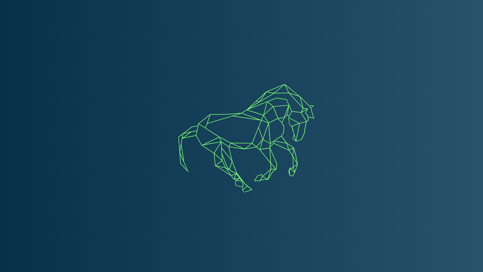 Geometric horse line art on blue background HD Wallpaper