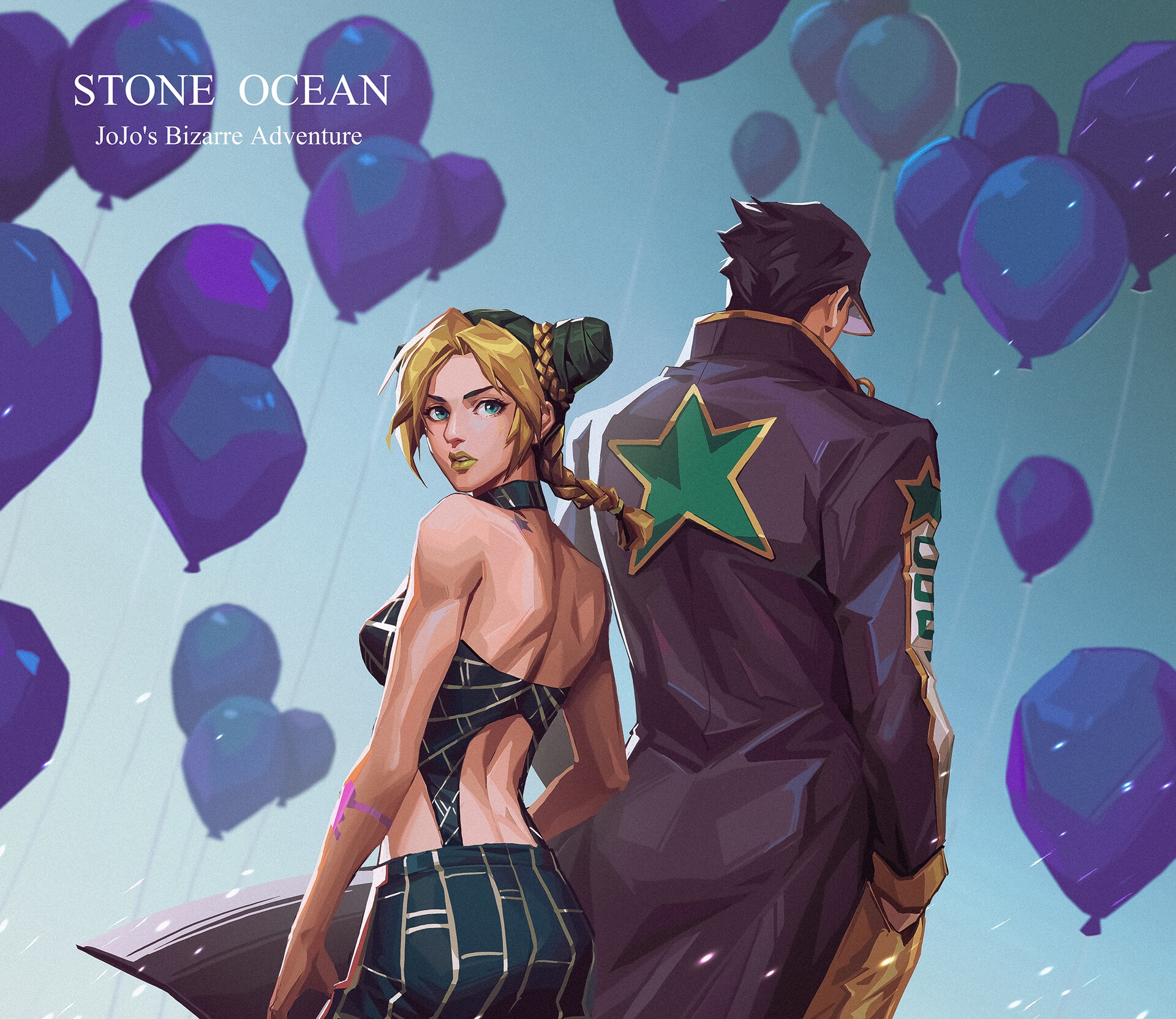Jolyne Cujoh and Jotaro Kujo from JoJo's Bizarre Adventure HD Wallpaper