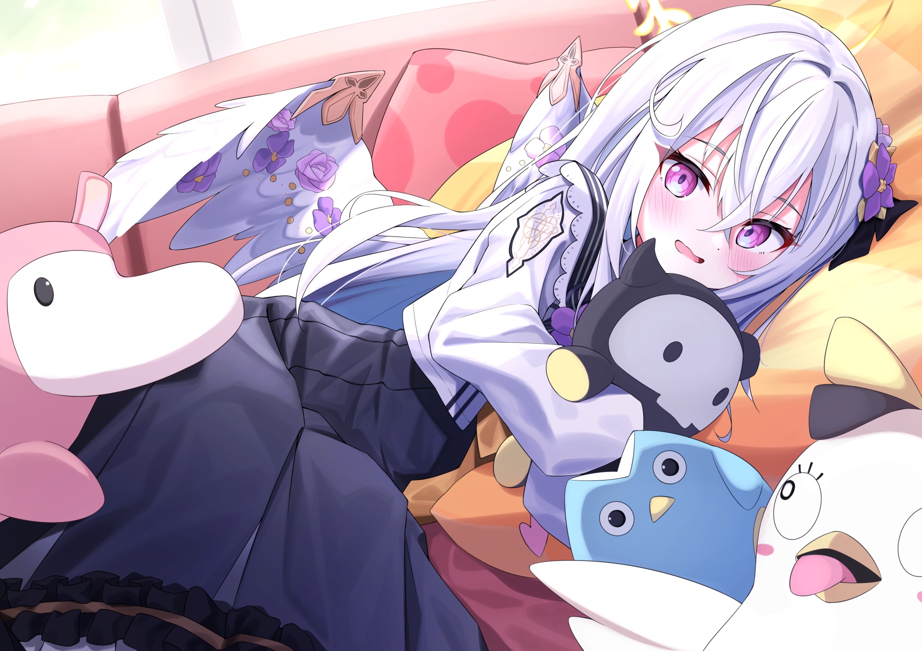 Shirasu Azusa from Blue Archive with plush toys HD Wallpaper