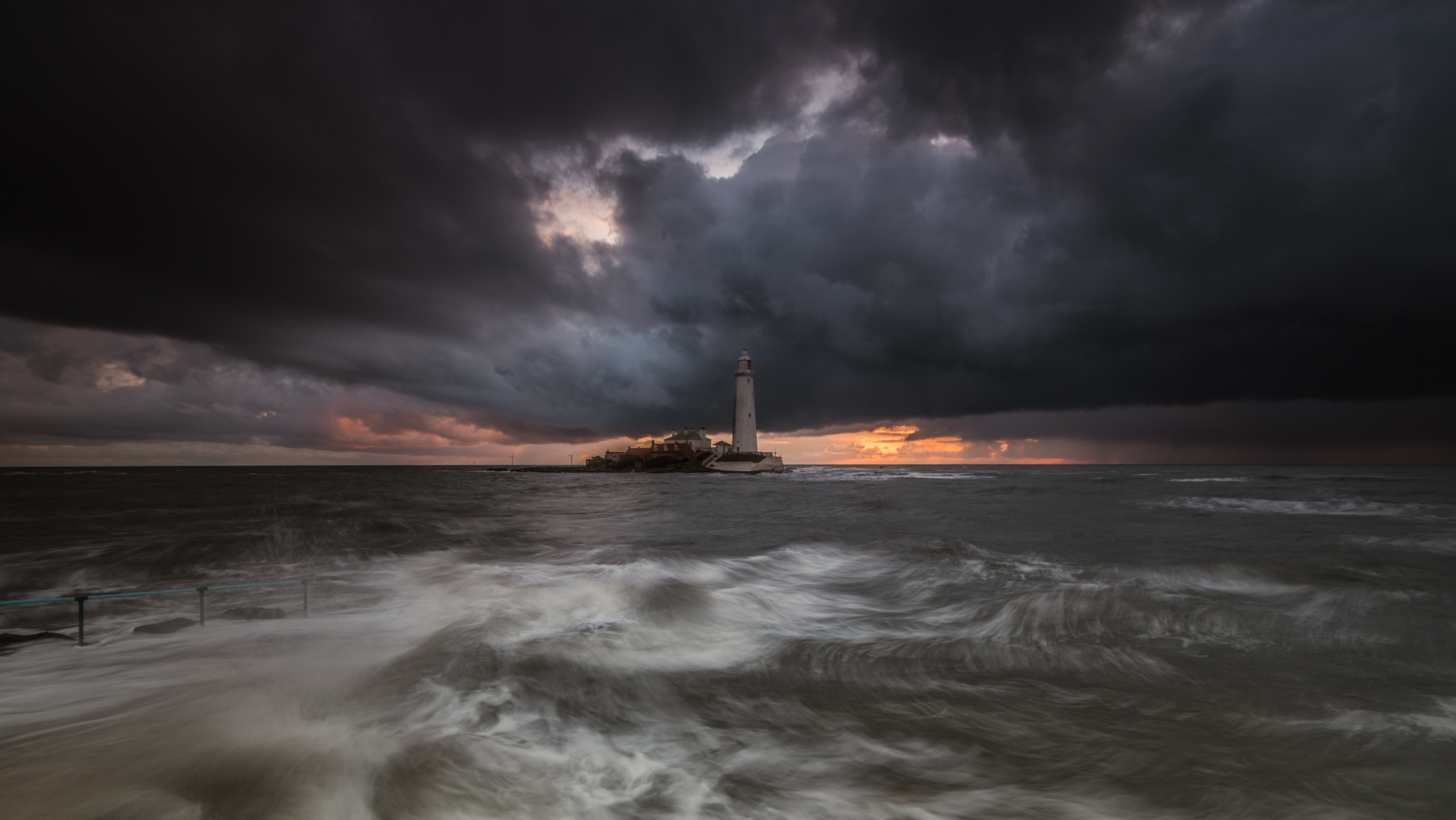4K Lighthouse on the Sea During a Storm HD Wallpaper