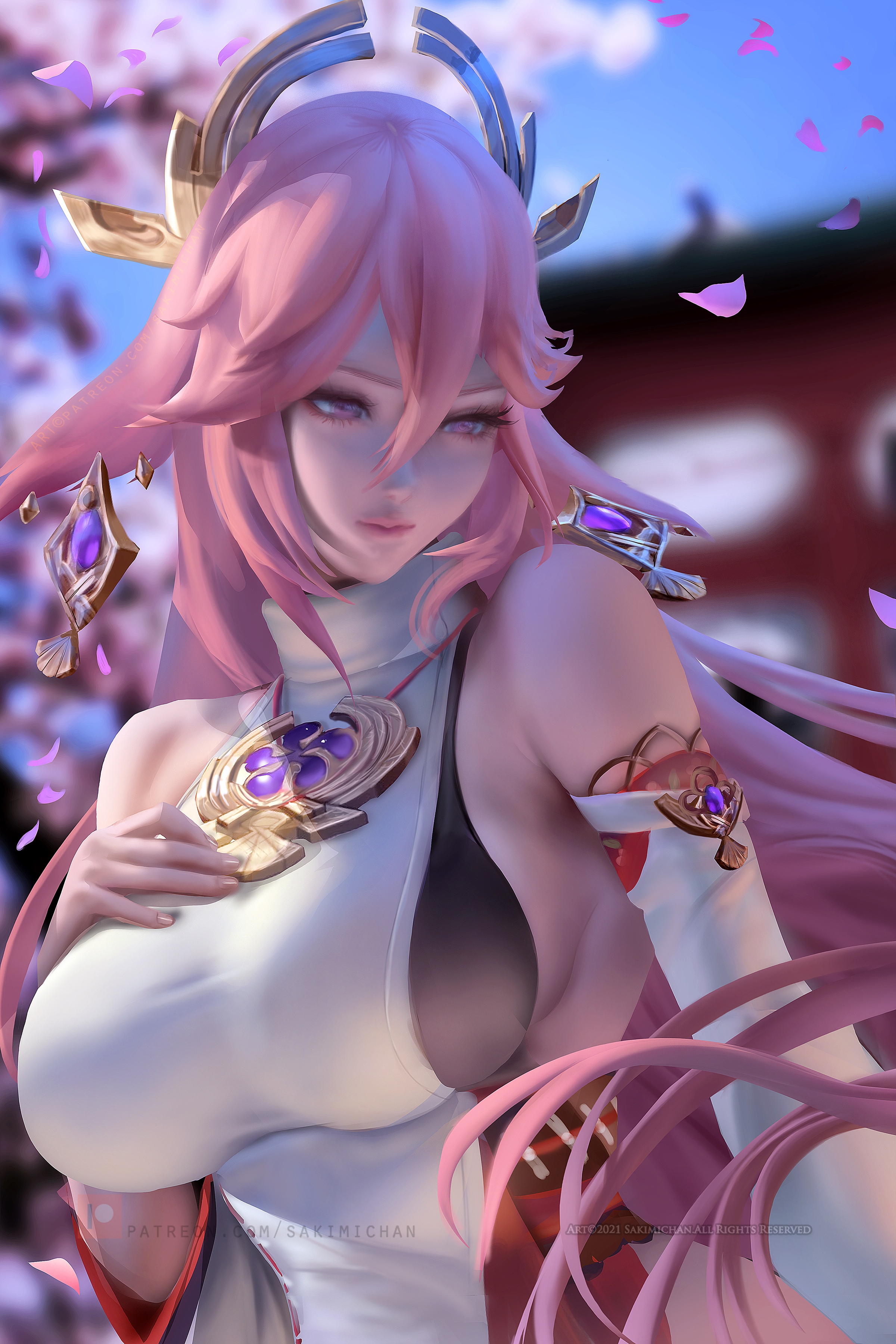 Yae Miko from Genshin Impact fan art HD Phone Wallpaper