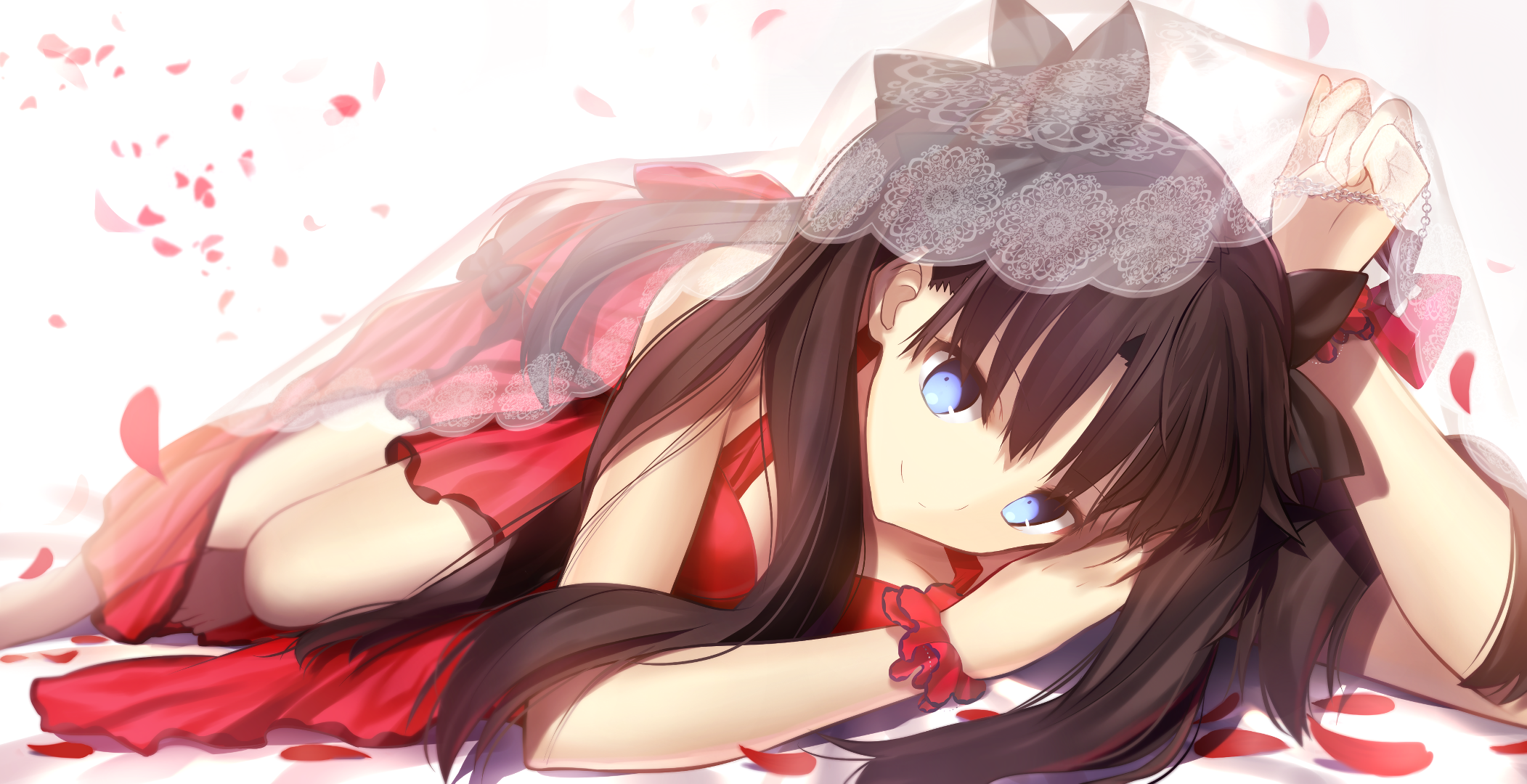 Tohsaka Rin from Fate/Grand Order lying down HD Wallpaper