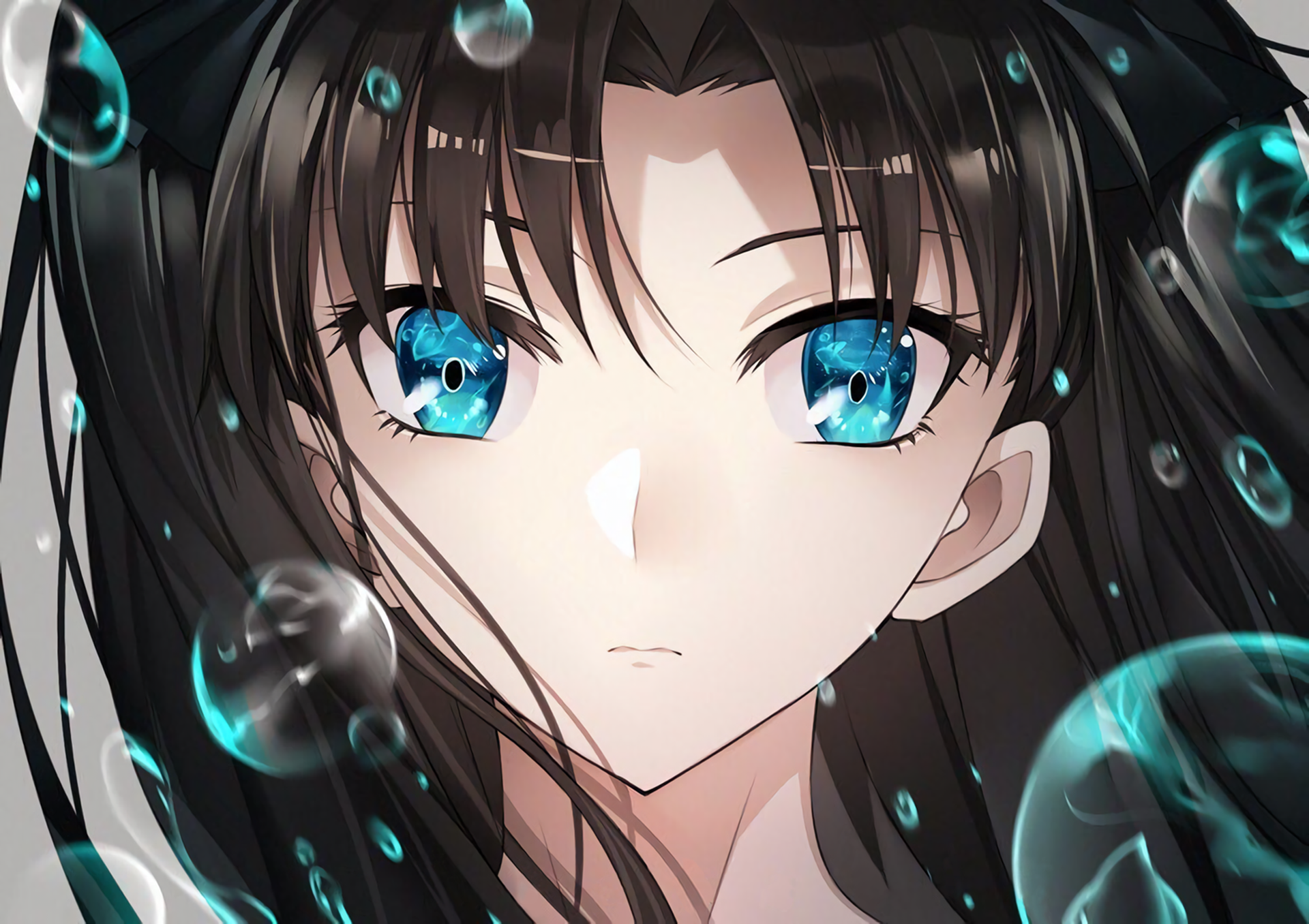 Tohsaka Rin from Fate/Grand Order with Blue Eyes HD Wallpaper