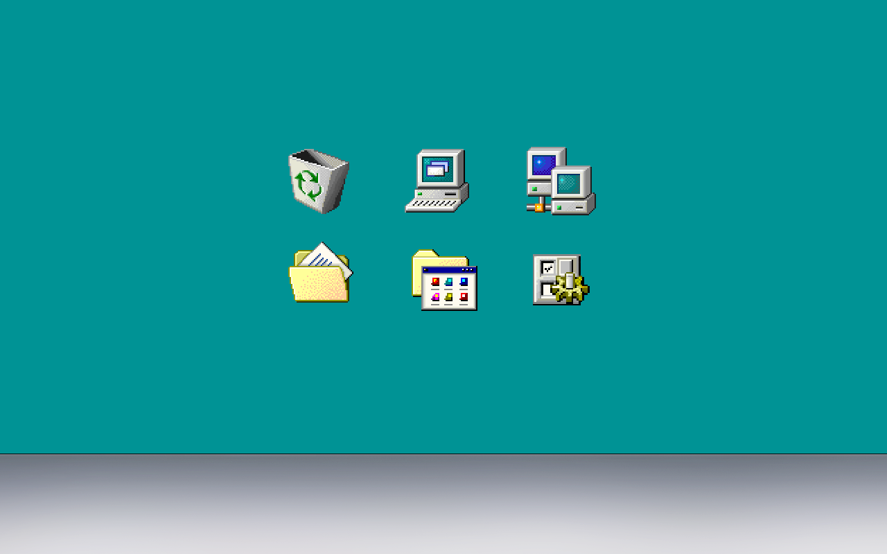 Windows 95 desktop icons on a teal background HD Wallpaper