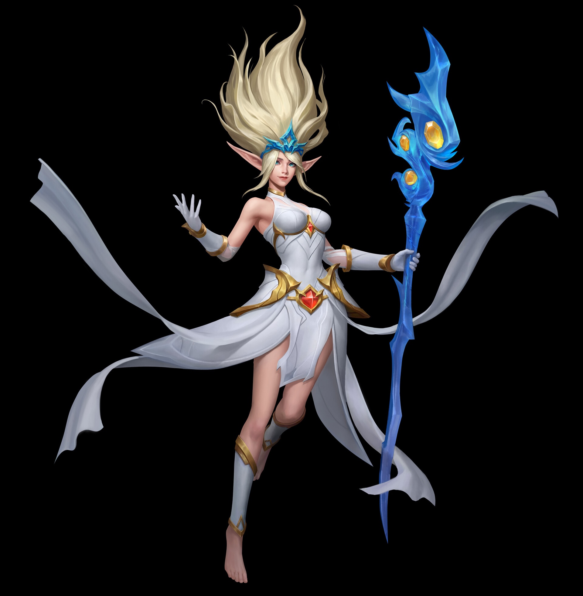 Janna from League of Legends with a staff HD Wallpaper