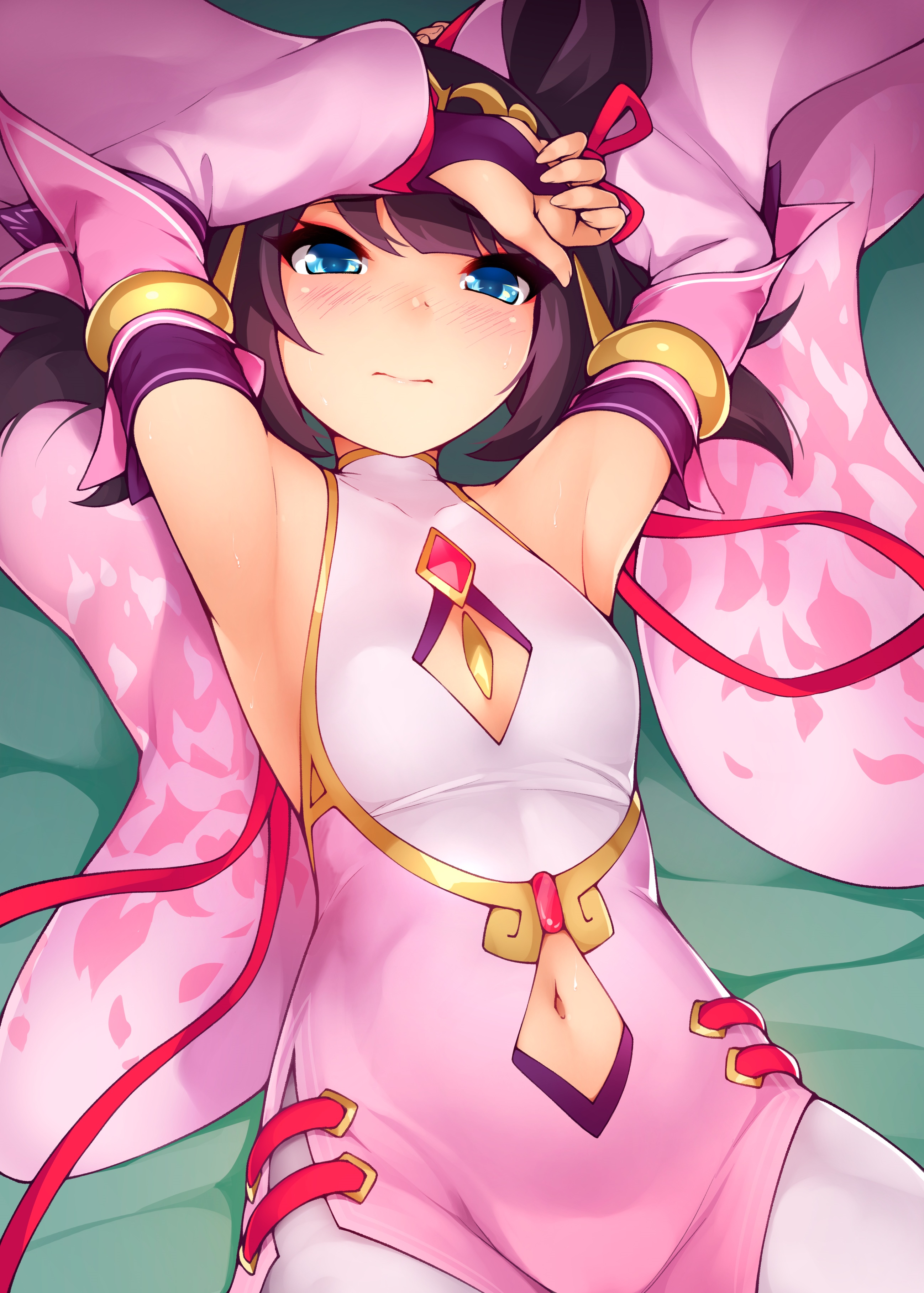 Anime girl with blue eyes and pink outfit HD Phone Wallpaper