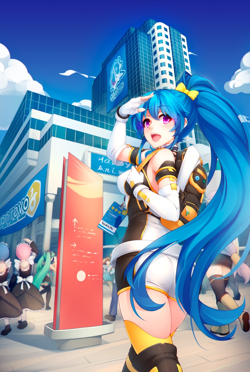 Anime girl with blue hair at an anime convention HD Phone Wallpaper