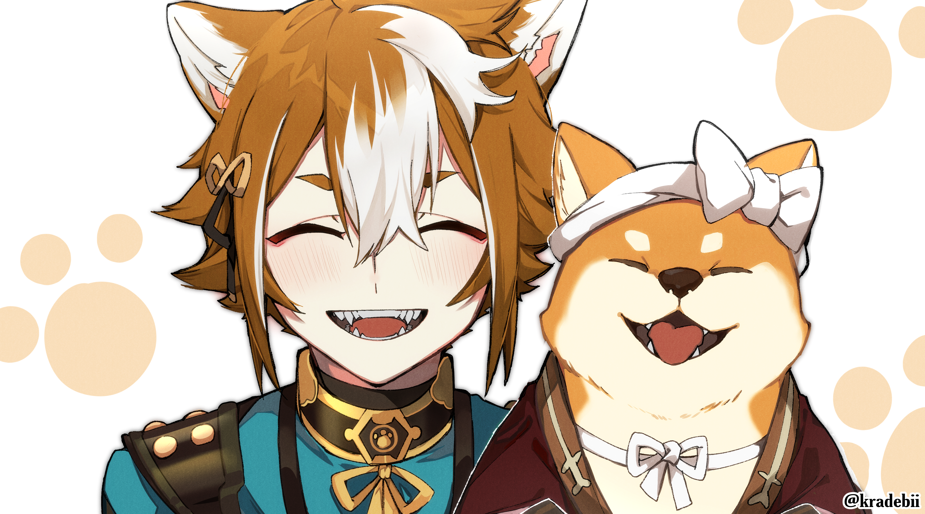 Genshin Impact Gorou and Shiba Inu HD Wallpaper
