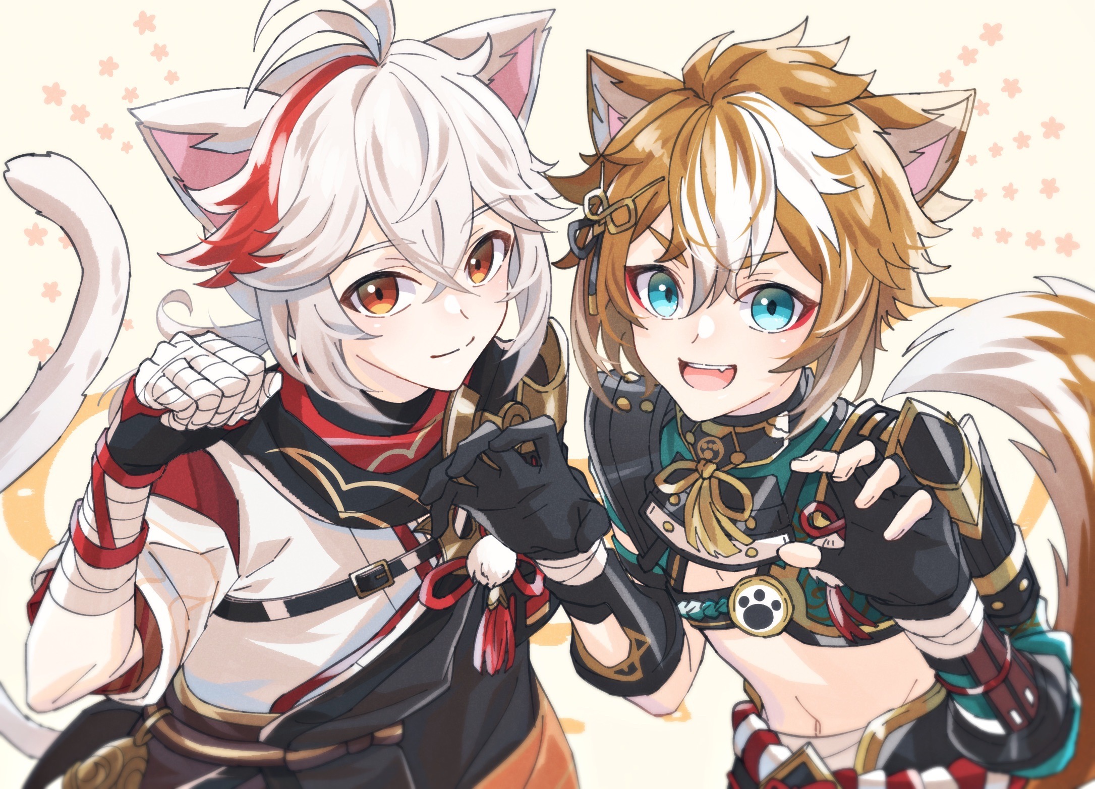 Genshin Impact: Gorou and Kaedehara Kazuha as Catboys HD Wallpaper