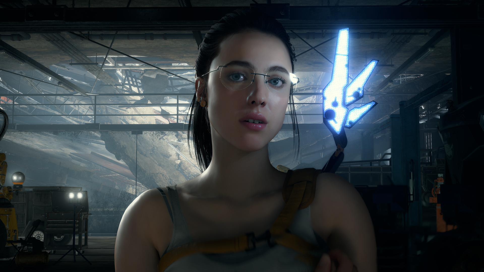 Mama from Death Stranding with a glowing device HD Wallpaper