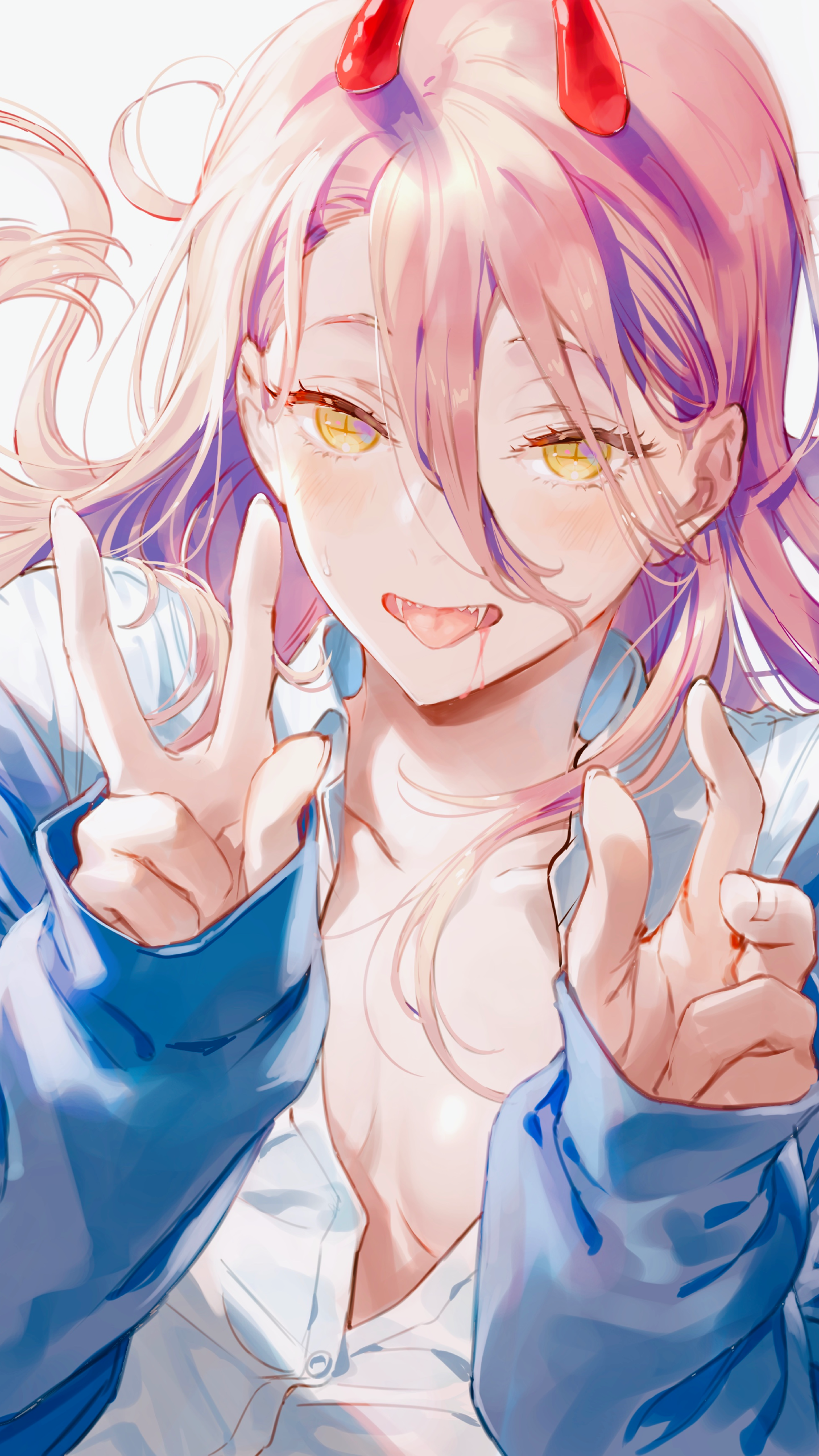 Power from Chainsaw Man with pink hair and horns HD Phone Wallpaper