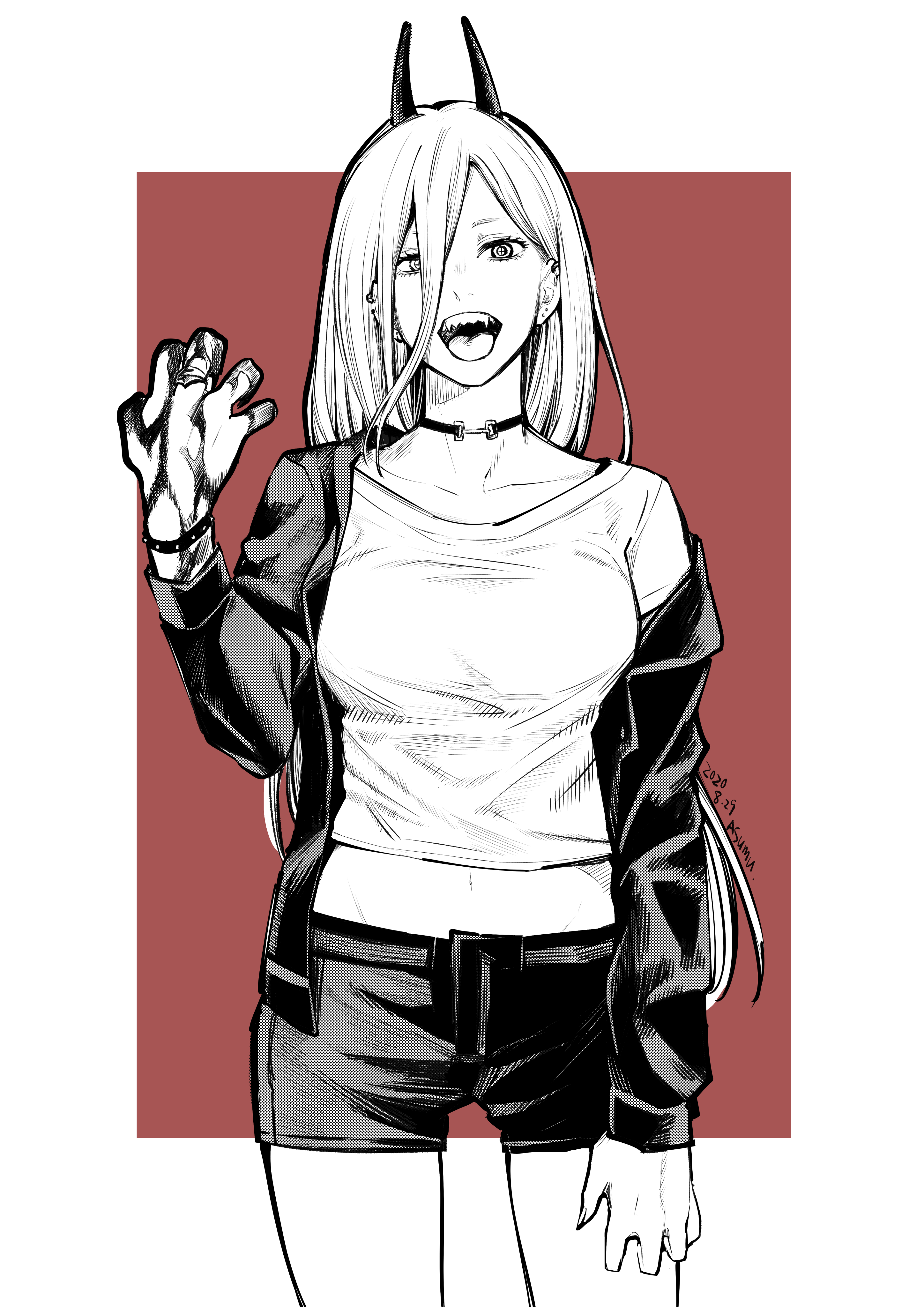 Power from Chainsaw Man in a white t-shirt HD Phone Wallpaper