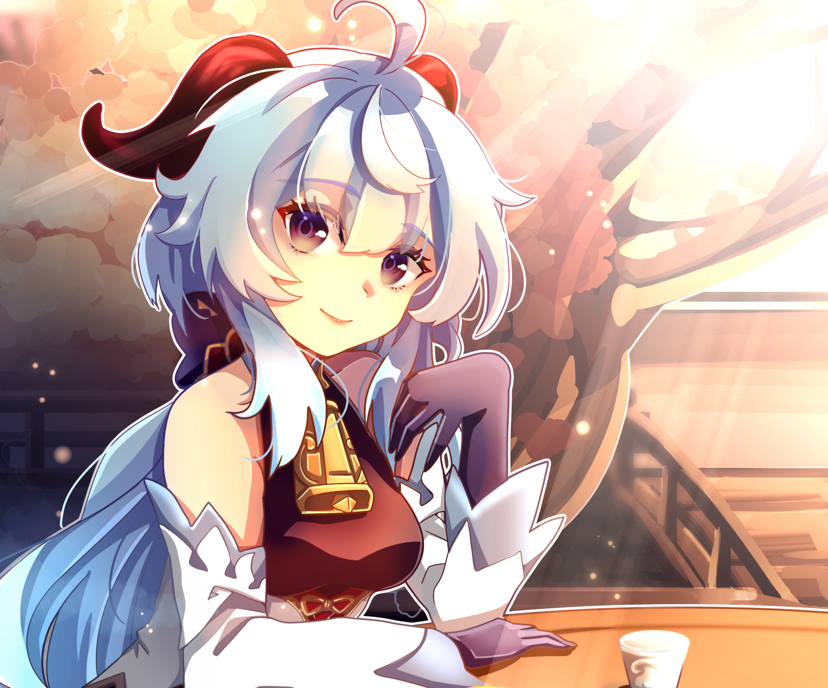 Genshin Impact Ganyu sitting by a tree HD Wallpaper