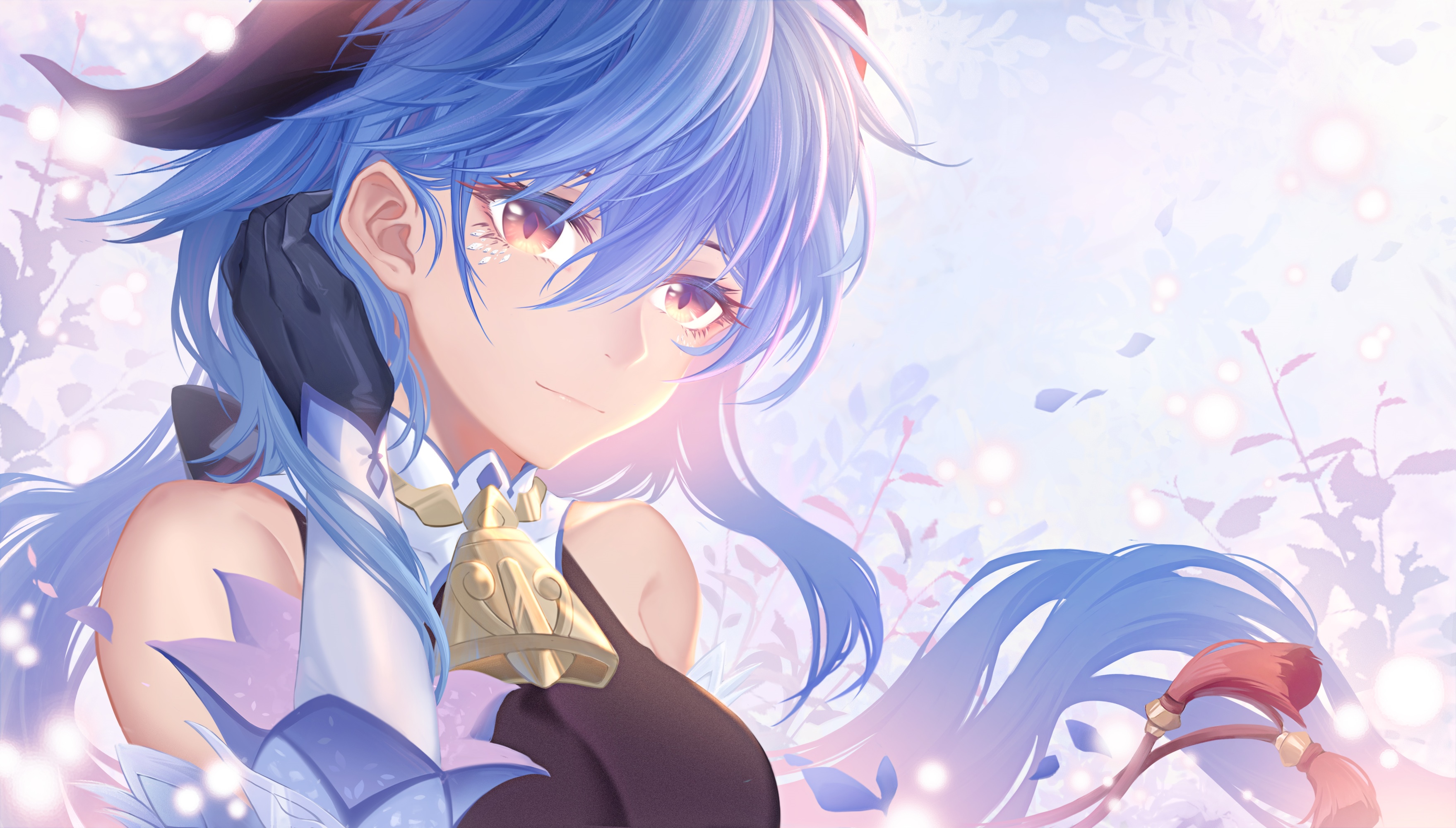 Genshin Impact Ganyu with Blue Hair and Horns HD Wallpaper