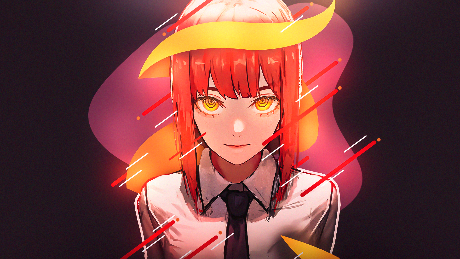 Makima from Chainsaw Man with abstract shapes HD Wallpaper