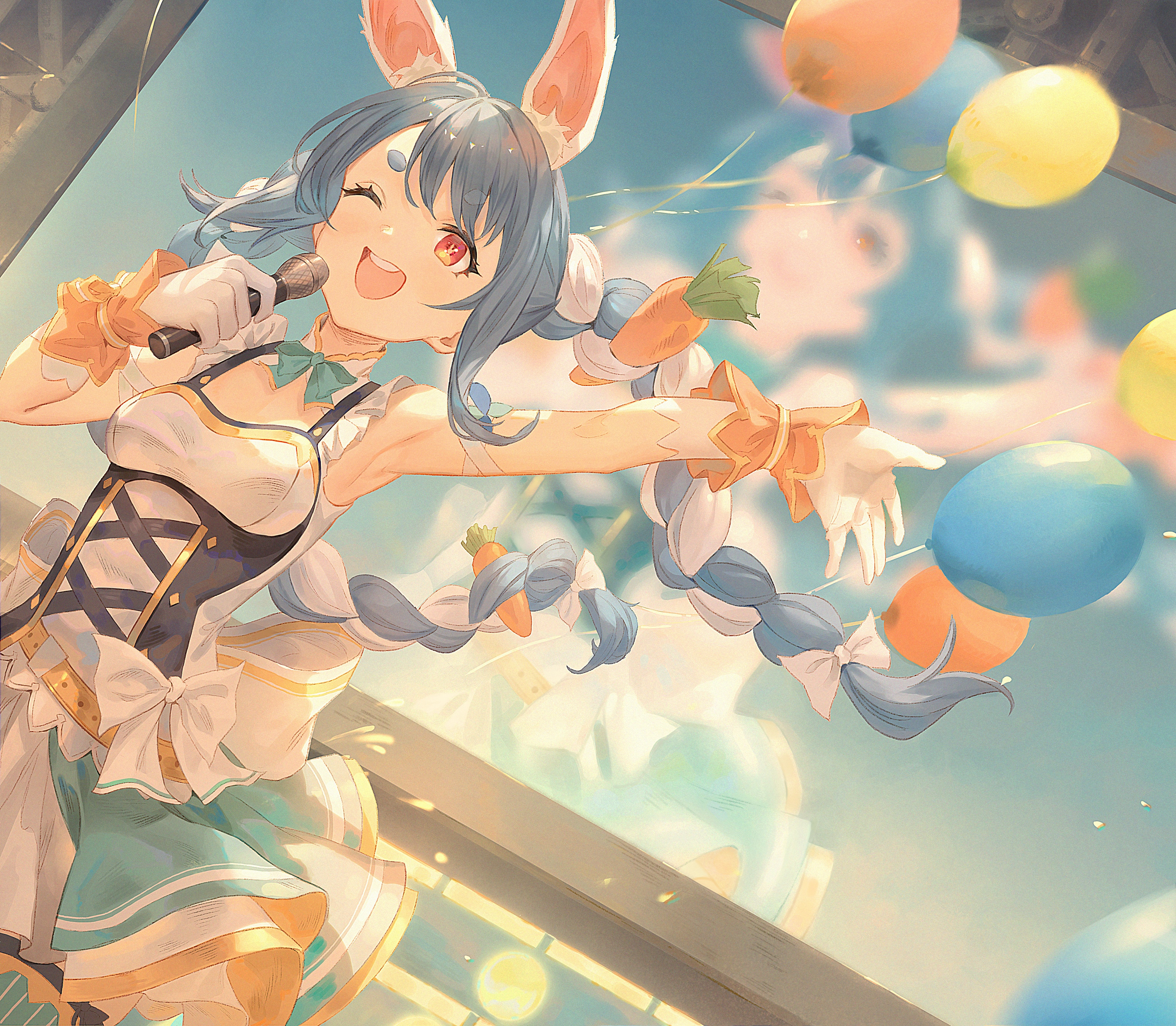 Usada Pekora Singing with Balloons HD Wallpaper