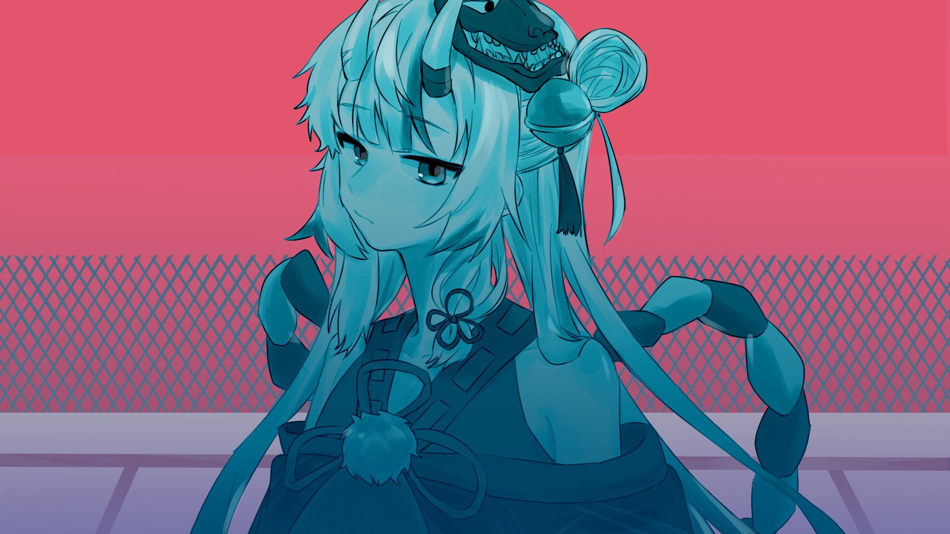 Nakiri Ayame with Oni Horns and Mask HD Wallpaper
