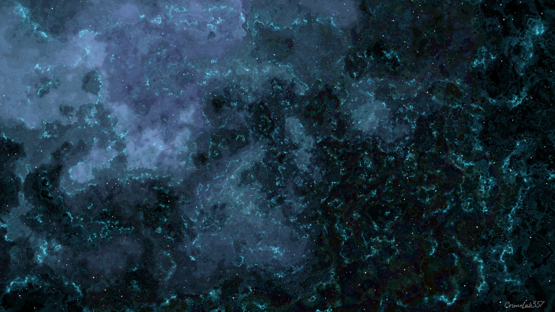 Abstract blue and black nebula with stars HD Wallpaper