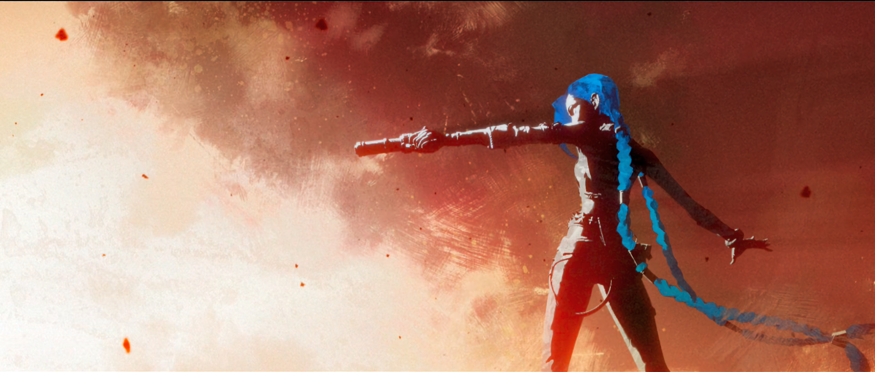 Jinx from Arcane holding a gun HD Wallpaper