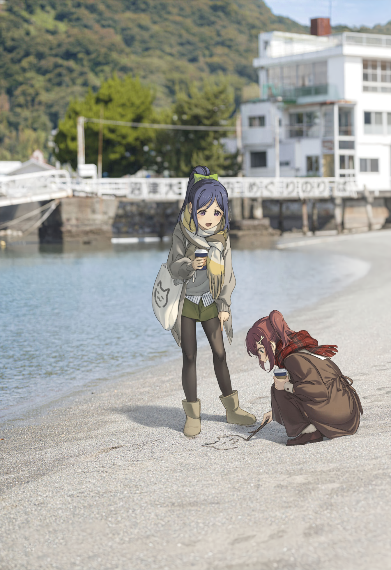 Matsuura Kanan and Kurosawa Ruby on a Beach HD Phone Wallpaper