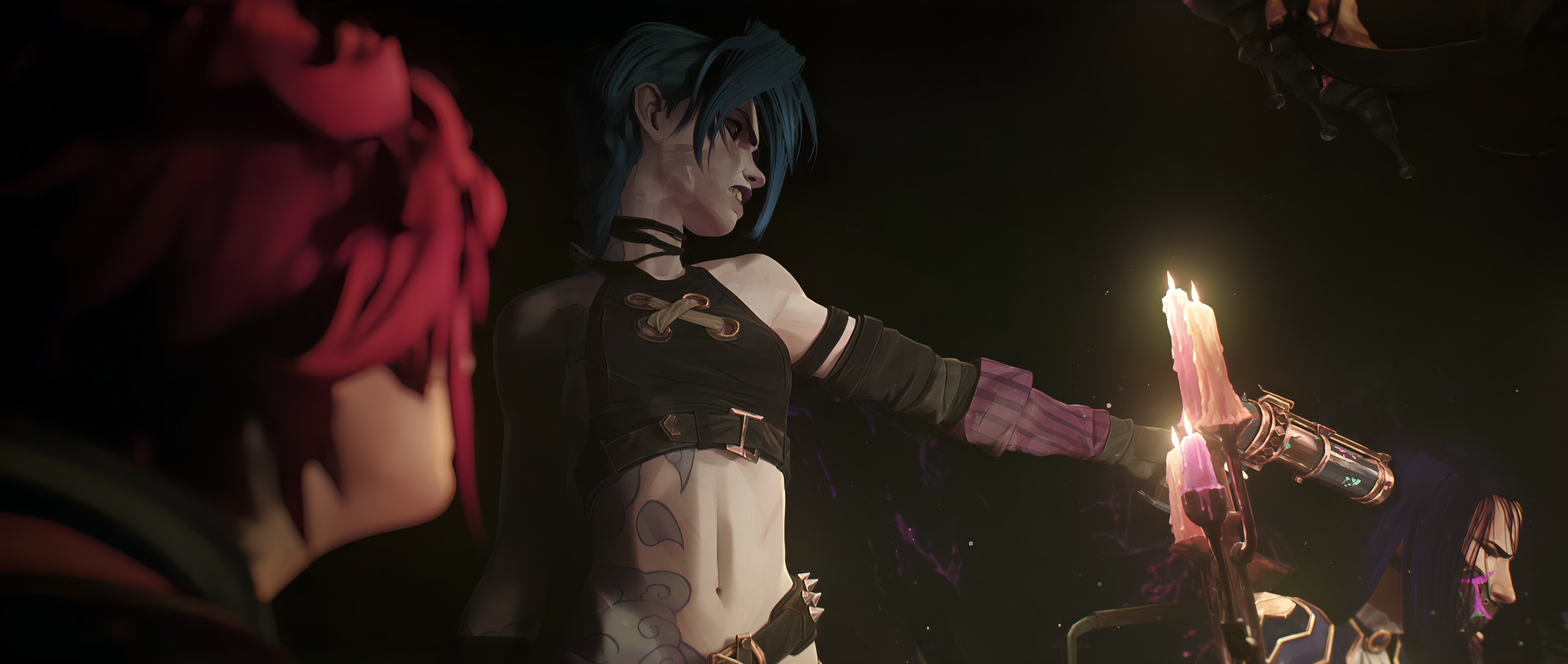 Arcane: Jinx and Vi by candlelight HD Wallpaper