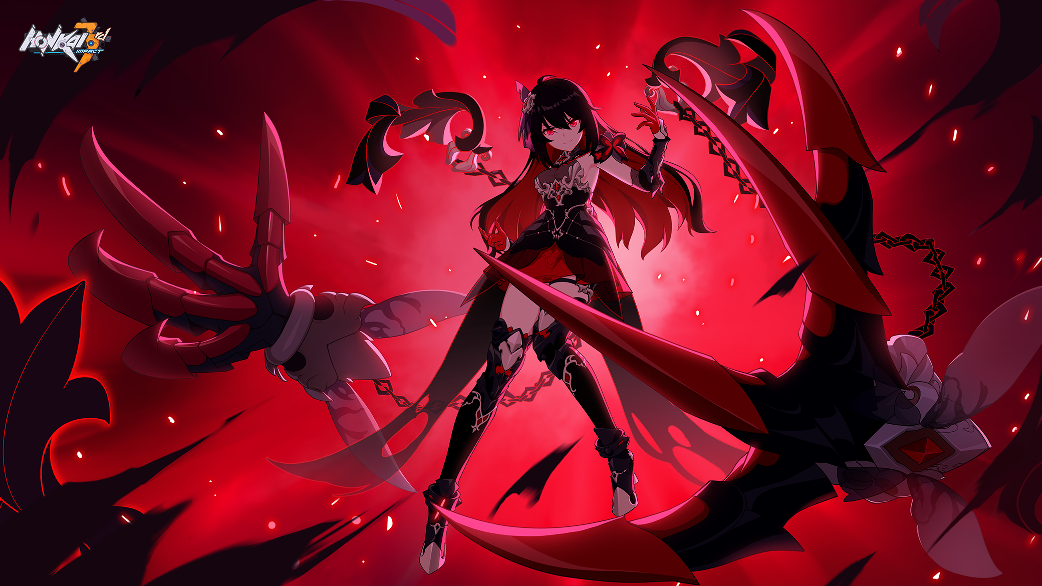 Seele Vollerei from Honkai Impact 3rd with dark hair and red eyes HD Wallpaper