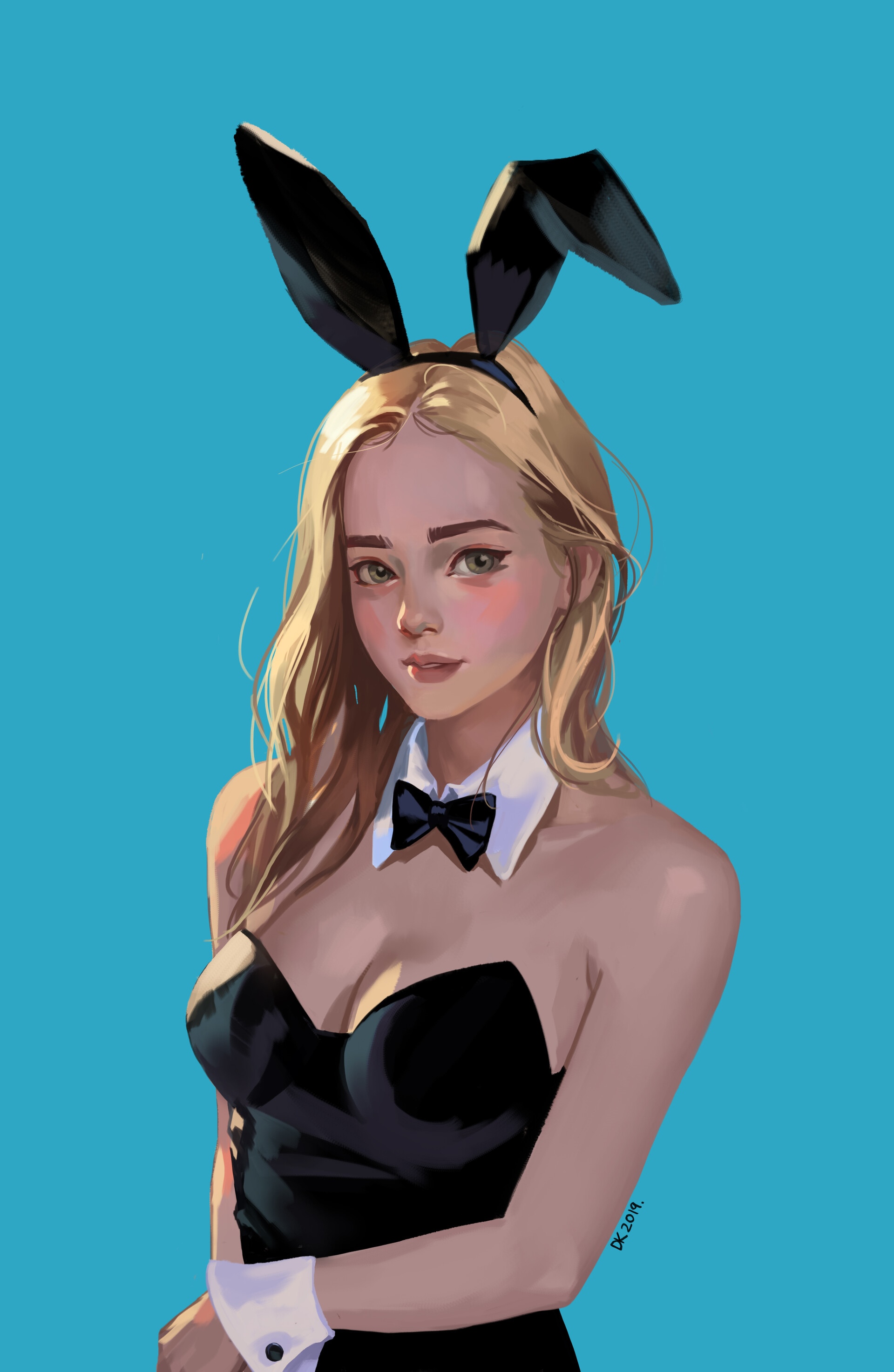 Woman in bunny ears and costume HD Phone Wallpaper