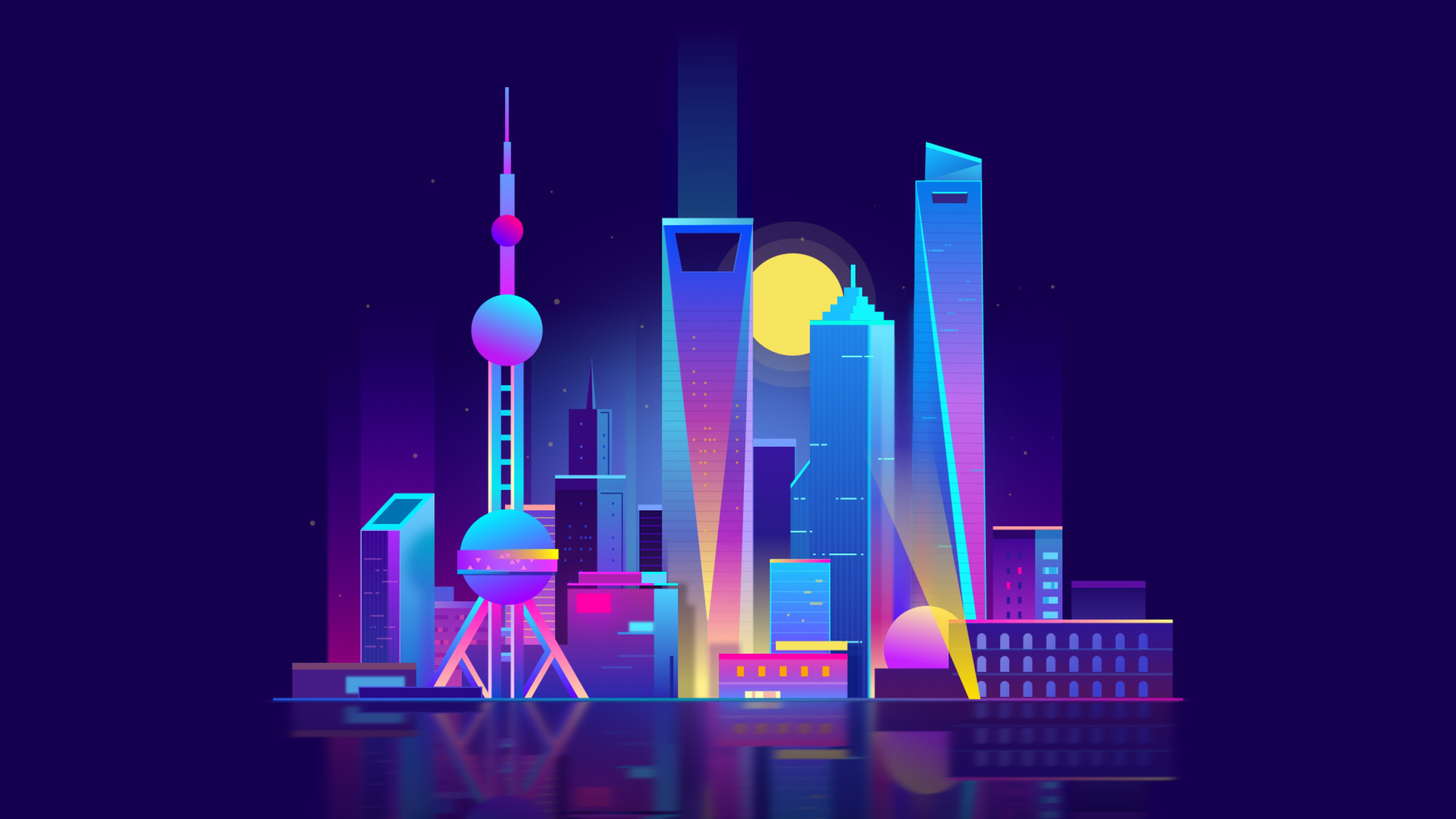 4K Shanghai skyline with Oriental Pearl Tower HD Wallpaper