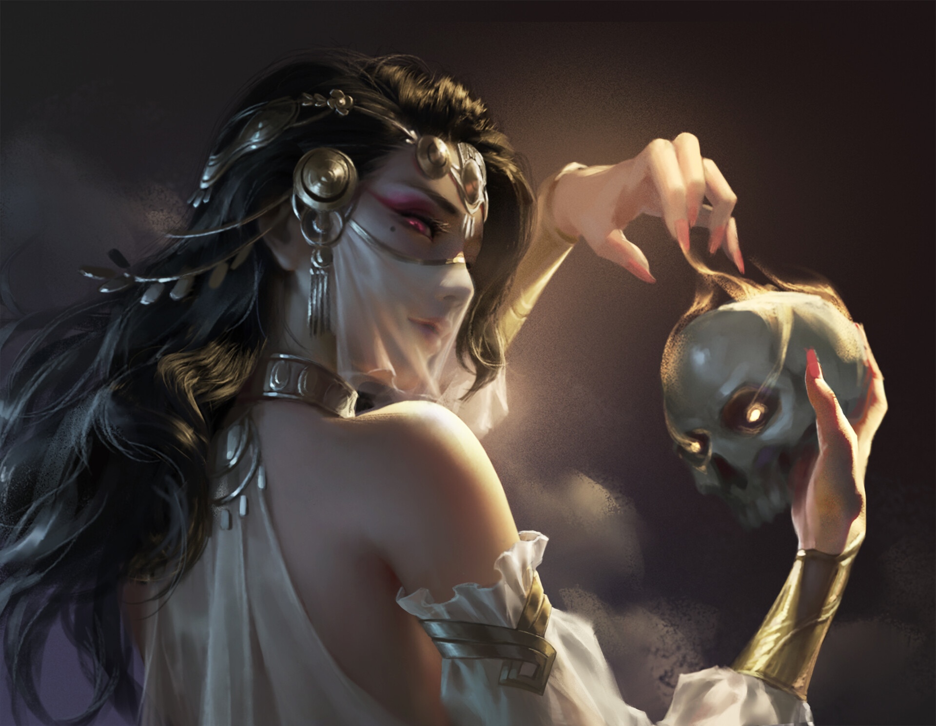 Naraka: Bladepoint Woman Holding a Skull HD Wallpaper