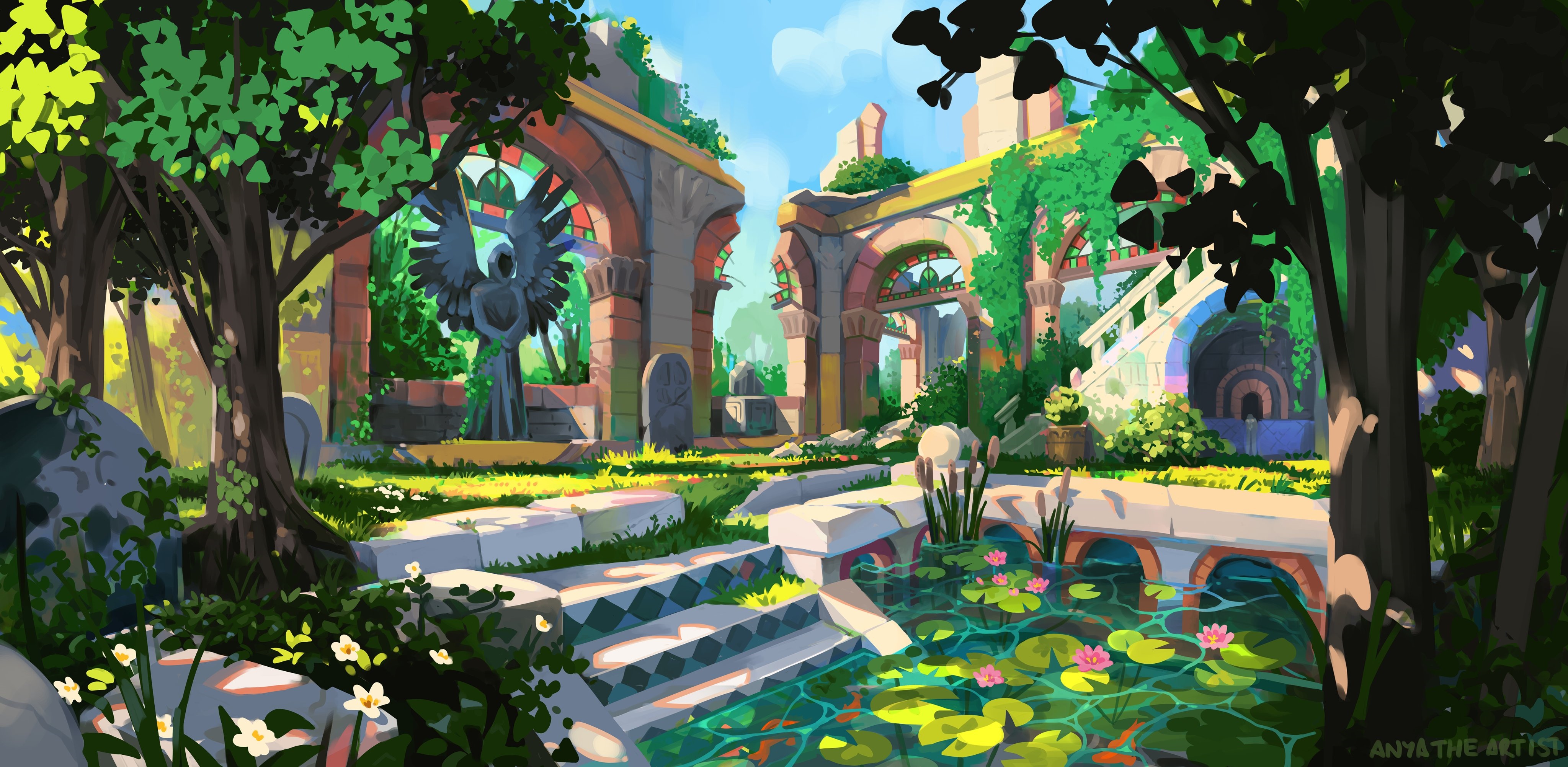 4K Artwork of Anya Jo Elvidge's Garden HD Wallpaper