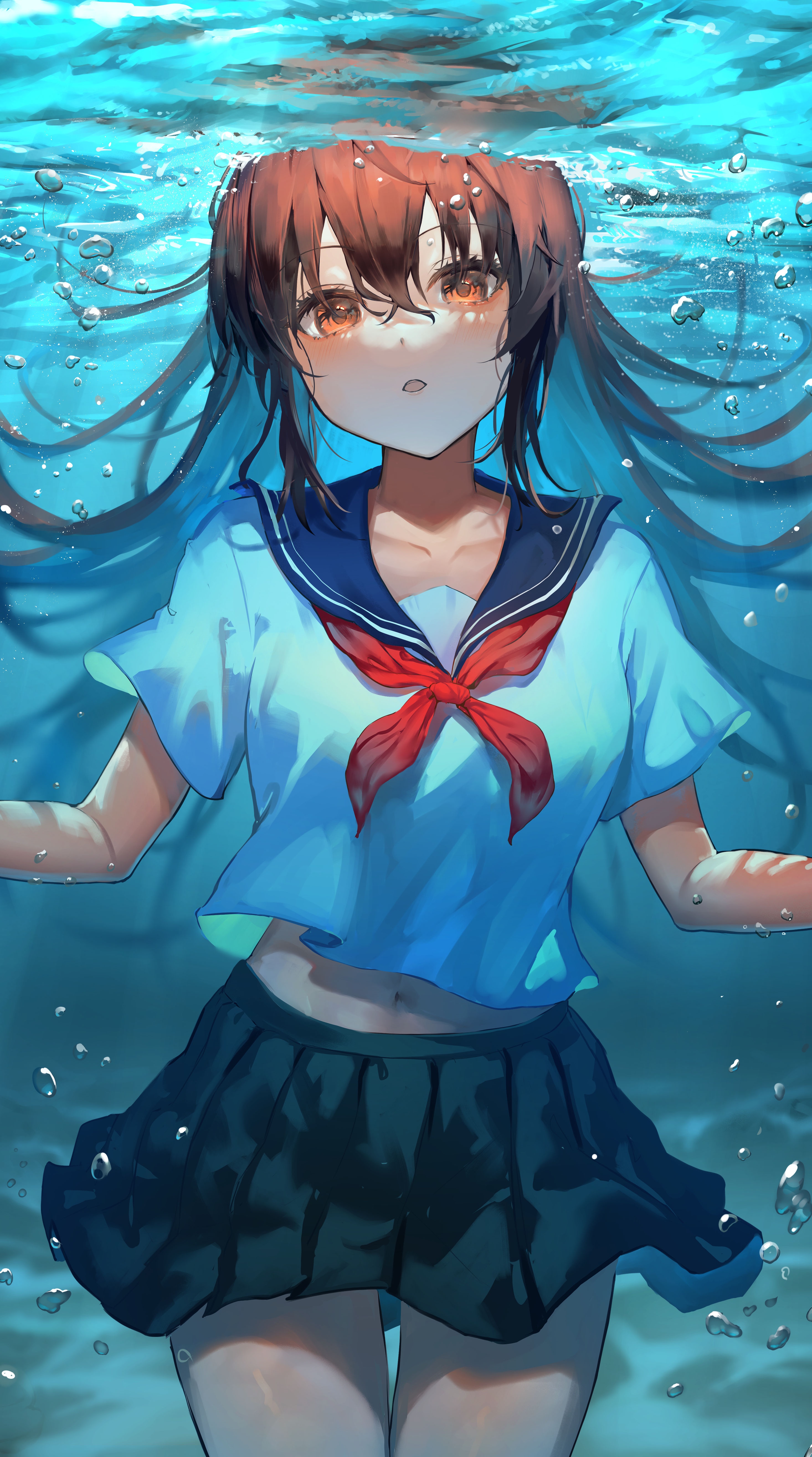 Kinoruru Toiro Underwater in School Uniform HD Phone Wallpaper