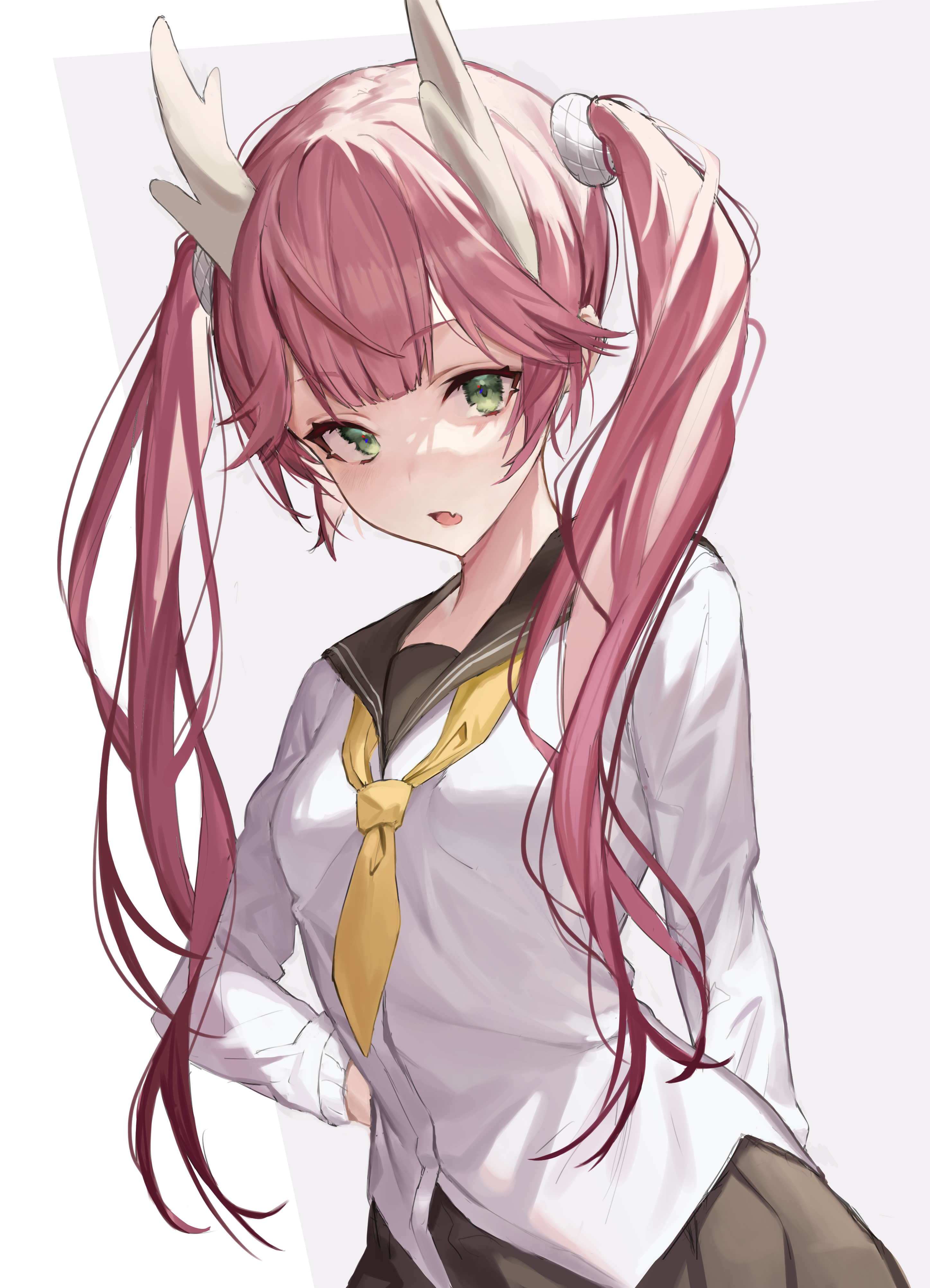 Azur Lane Kabi with pink twintails and green eyes HD Phone Wallpaper