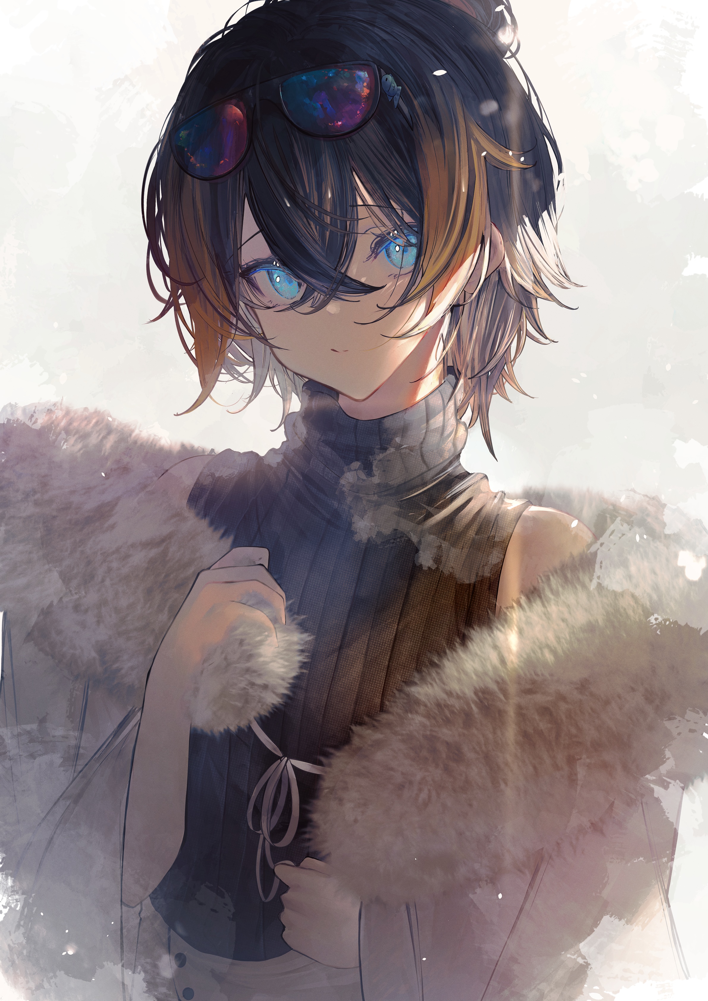Petra Gurin from Nijisanji wearing a fur coat HD Phone Wallpaper